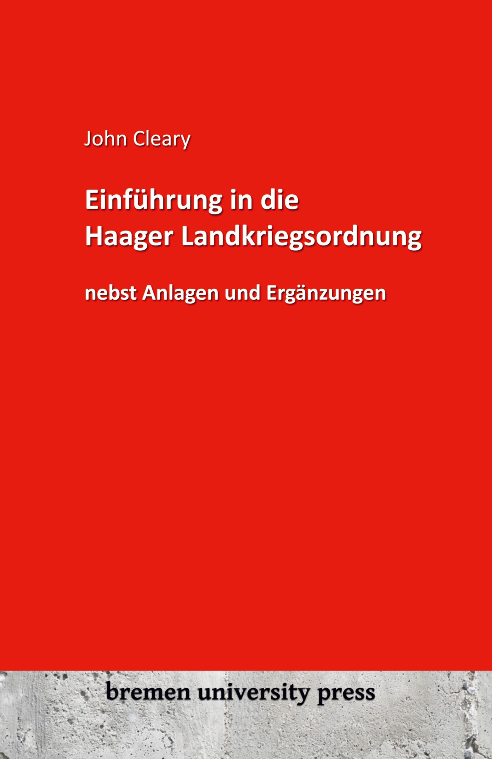 Vorderes Coverbild Einführung in die Haager Landkriegsordnung nebst Anlagen und Ergänzungen