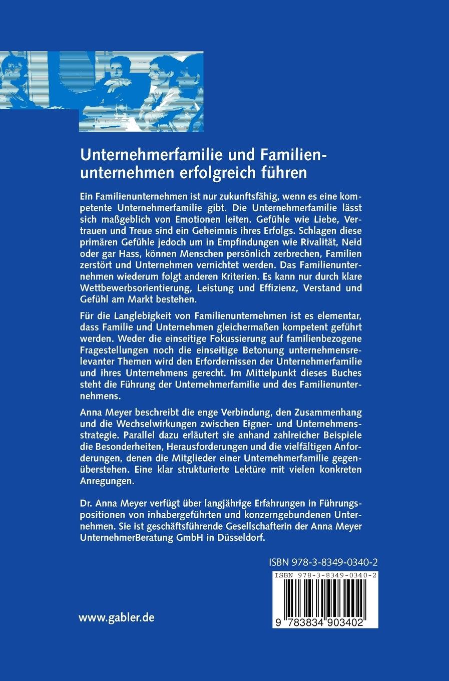 Rückseitencover Unternehmerfamilie und Familienunternehmen erfolgreich führen
