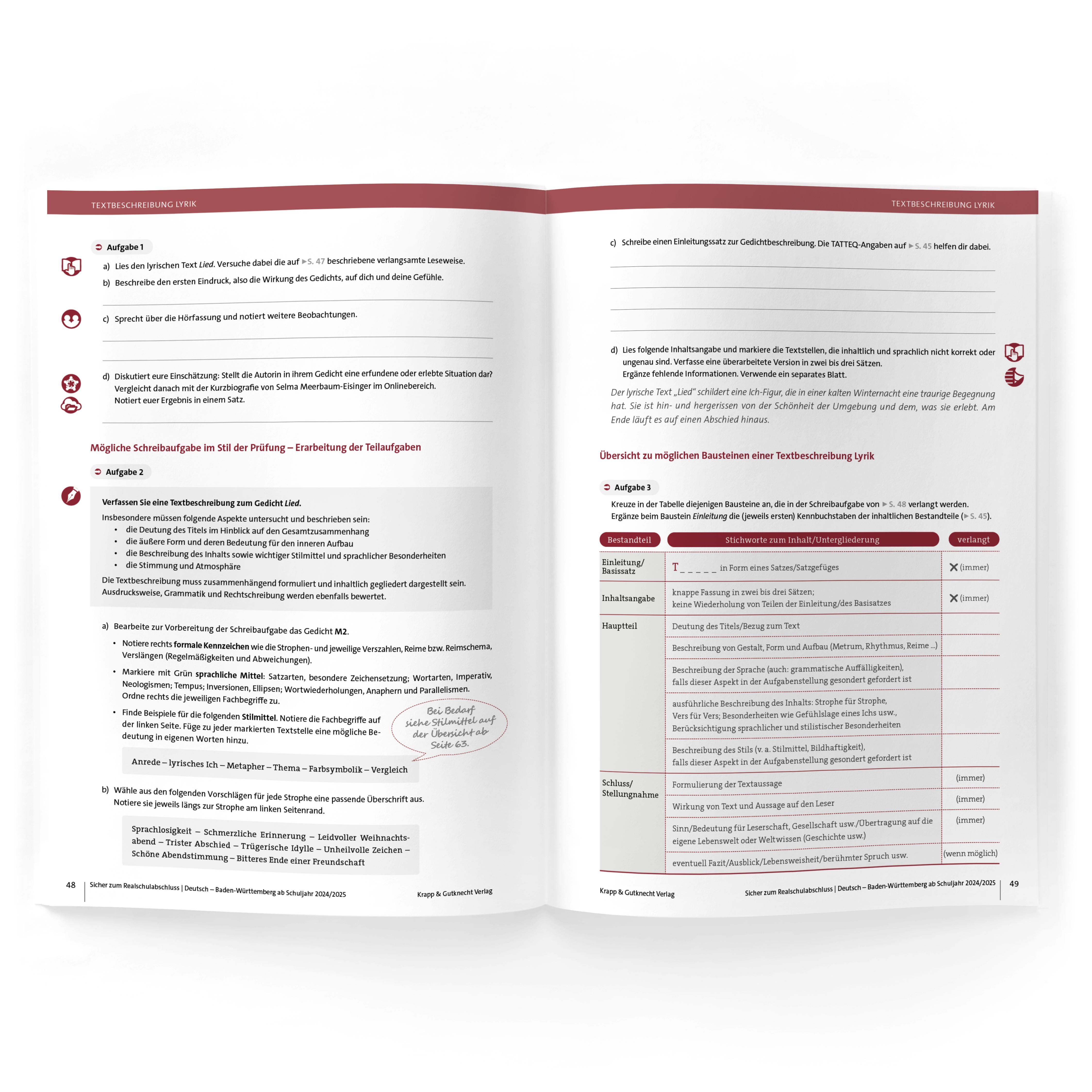 Beispielinhalt (Bild) Sicher zum Realschulabschluss Deutsch Baden-Württemberg 2026 - inkl. Lösungen und Download