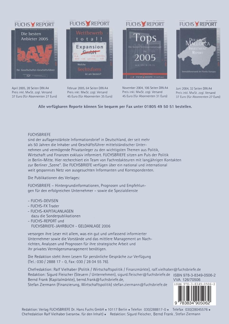Rückseitencover Die private Vermögensanlage des Unternehmers