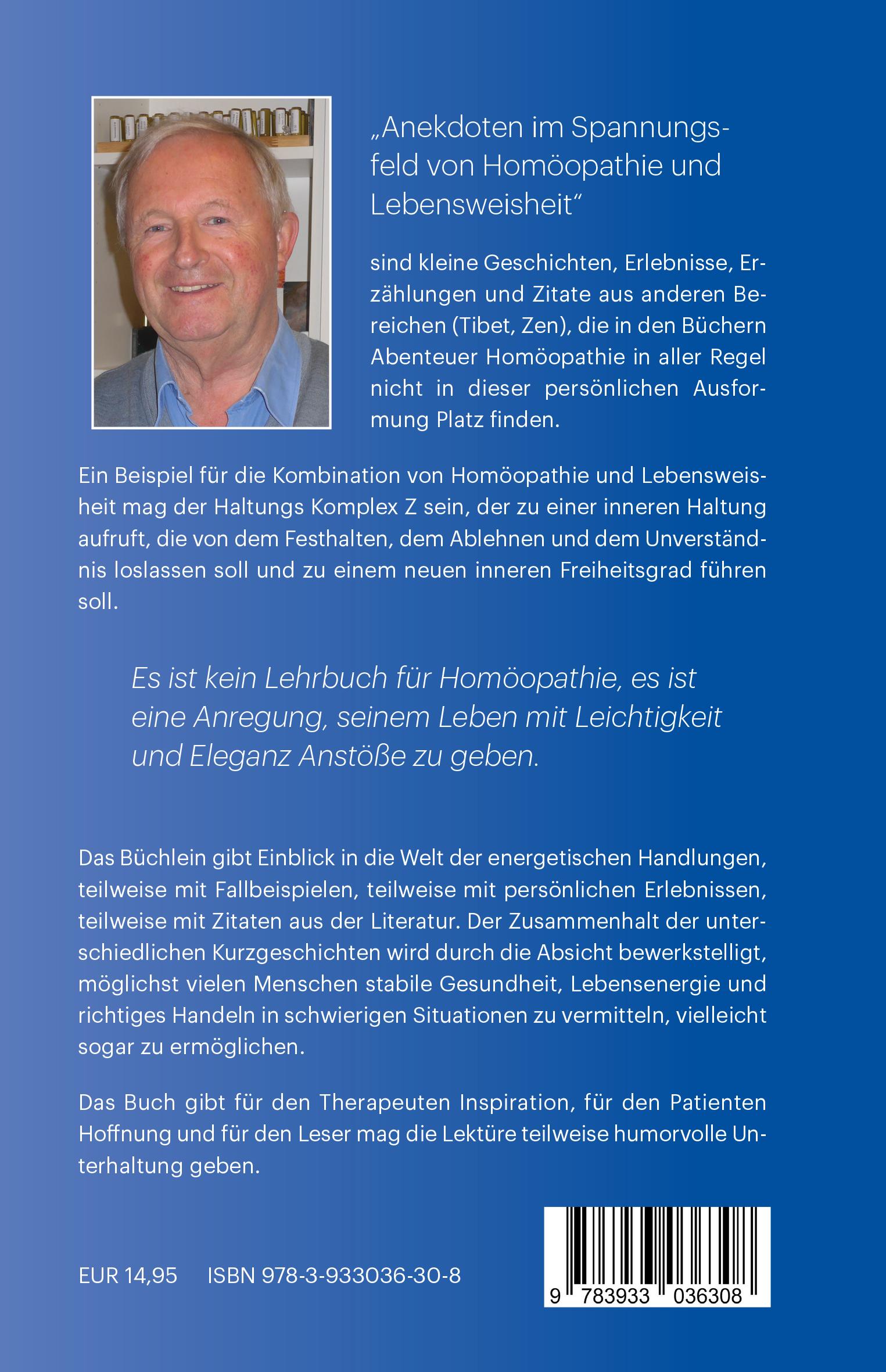 Rückseitencover Anekdoten im Spannungsfeld von Homöopathie und Lebensweisheit