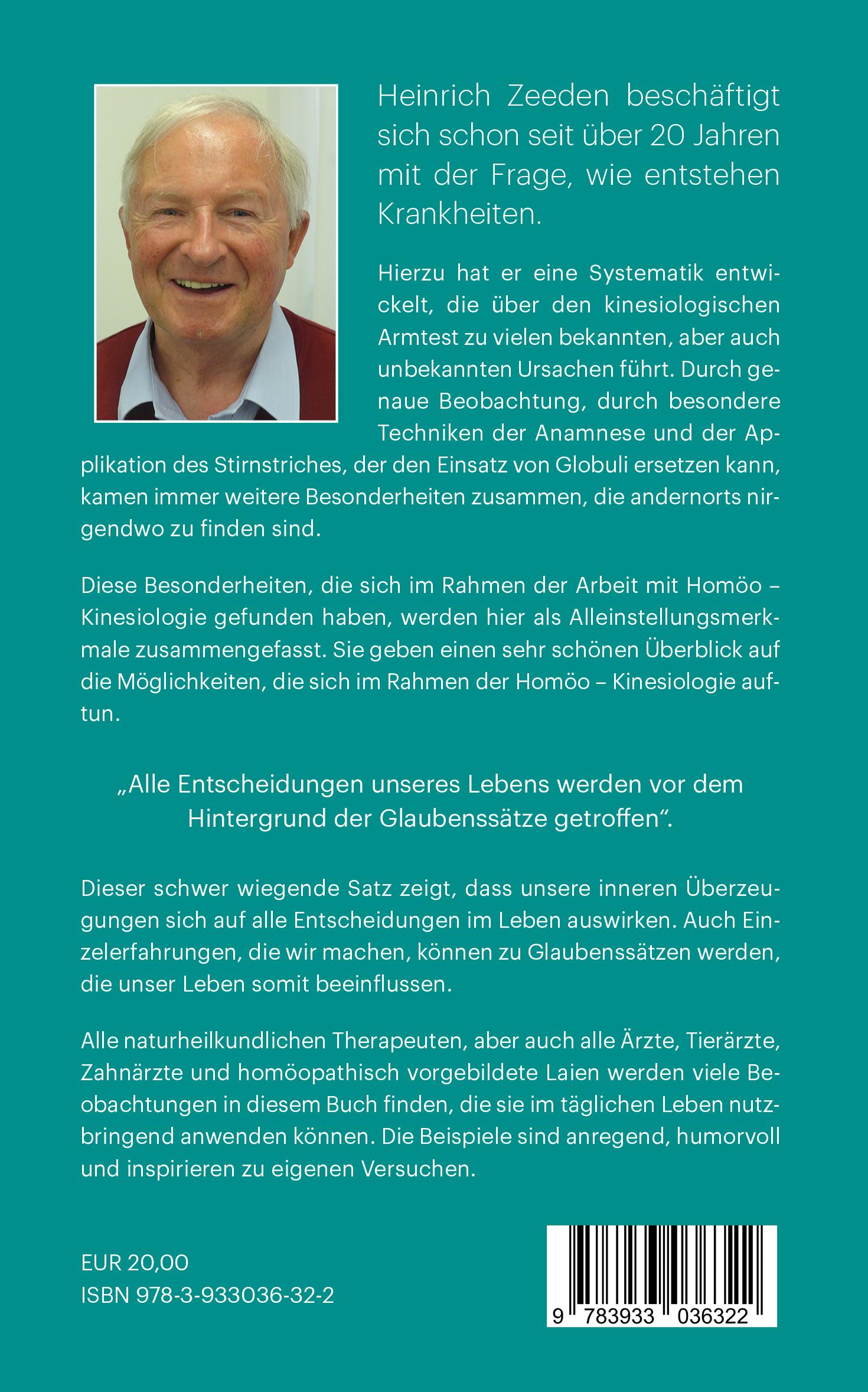 Rückseitencover Alleinstellungsmerkmale in der Homöo-Kinesiologie