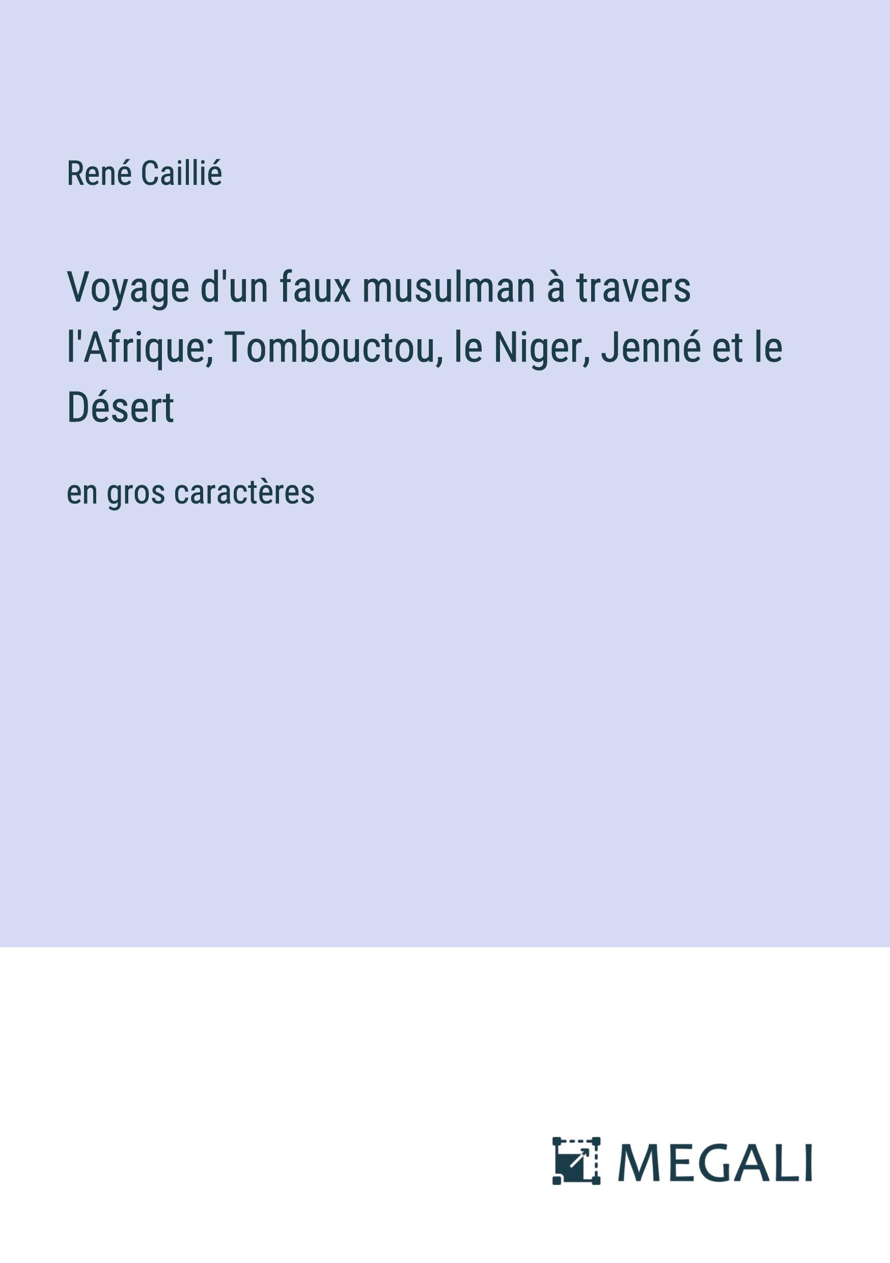 Vorderes Coverbild Voyage d'un faux musulman à travers l'Afrique; Tombouctou, le Niger, Jenné et le Désert