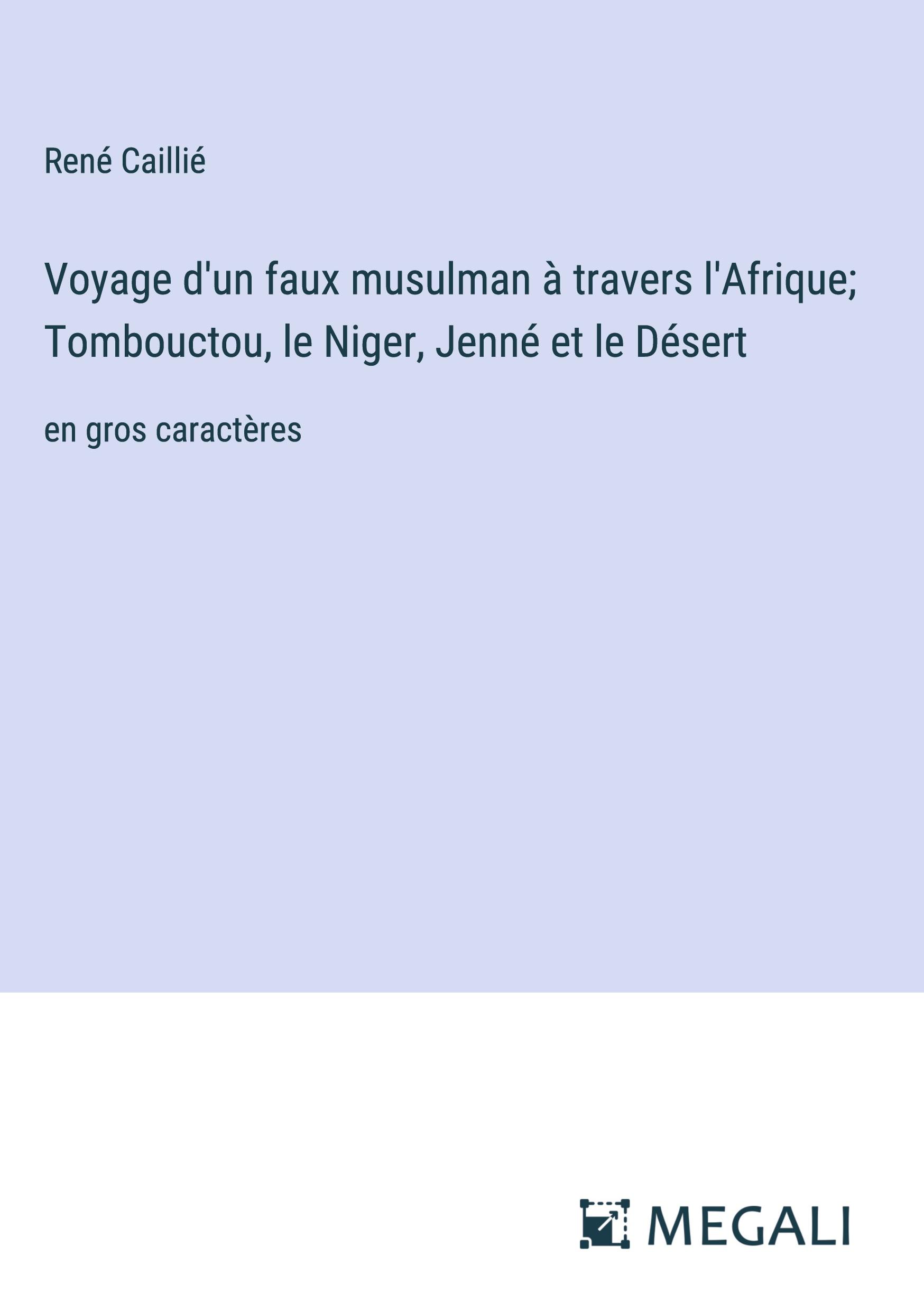 Vorderes Coverbild Voyage d'un faux musulman à travers l'Afrique; Tombouctou, le Niger, Jenné et le Désert