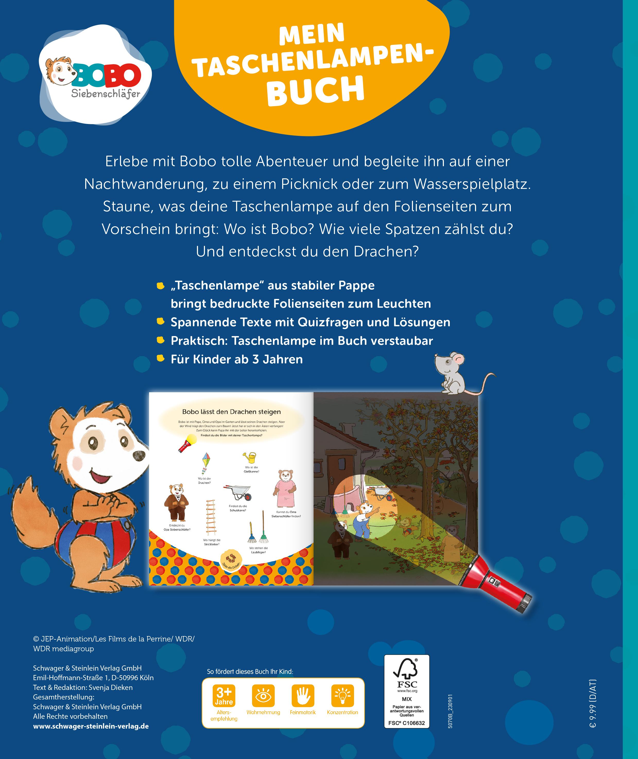 Rückseitencover Bobo Siebenschläfer Mein Taschenlampenbuch