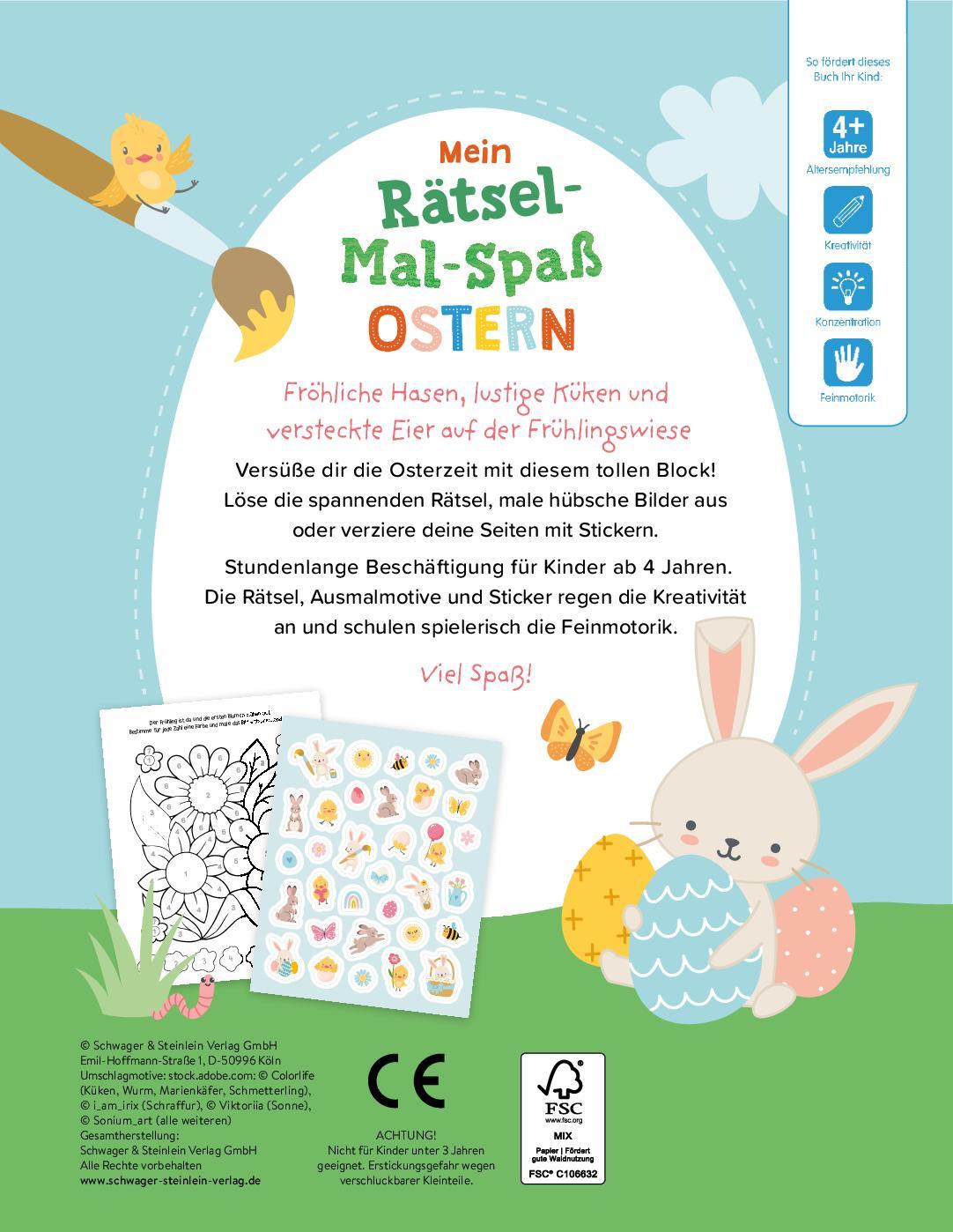 Rückseitencover Mein Rätsel-Mal-Spaß Ostern | Für Kinder ab 4 Jahren