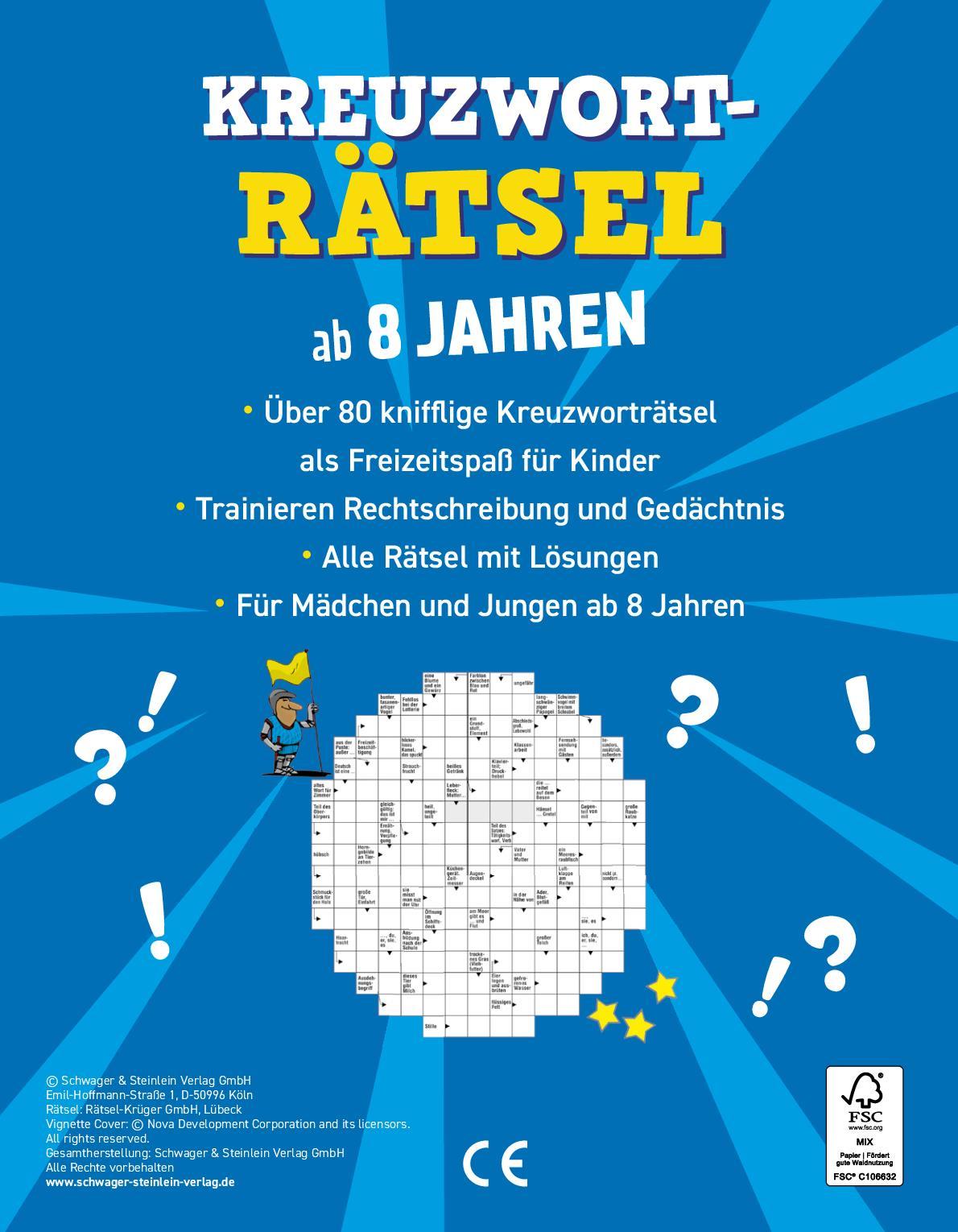 Rückseitencover Kreuzworträtsel ab 8 Jahren