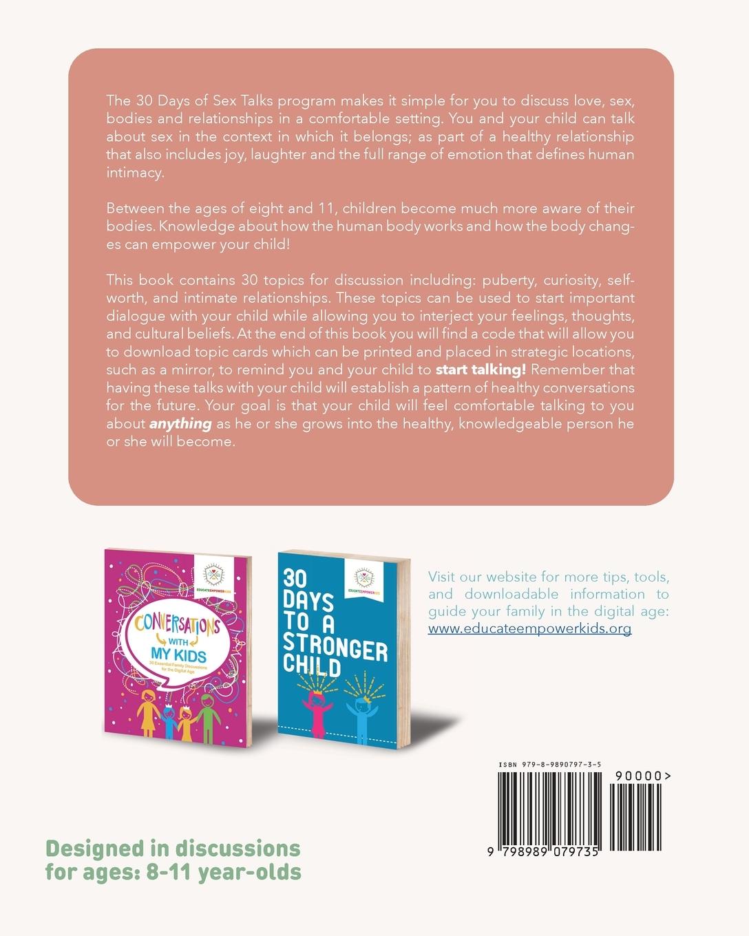 Rückseitencover 30 Days of Sex Talks for Ages 8-11