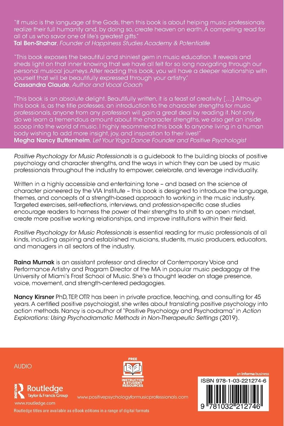 Rückseitencover Positive Psychology for Music Professionals