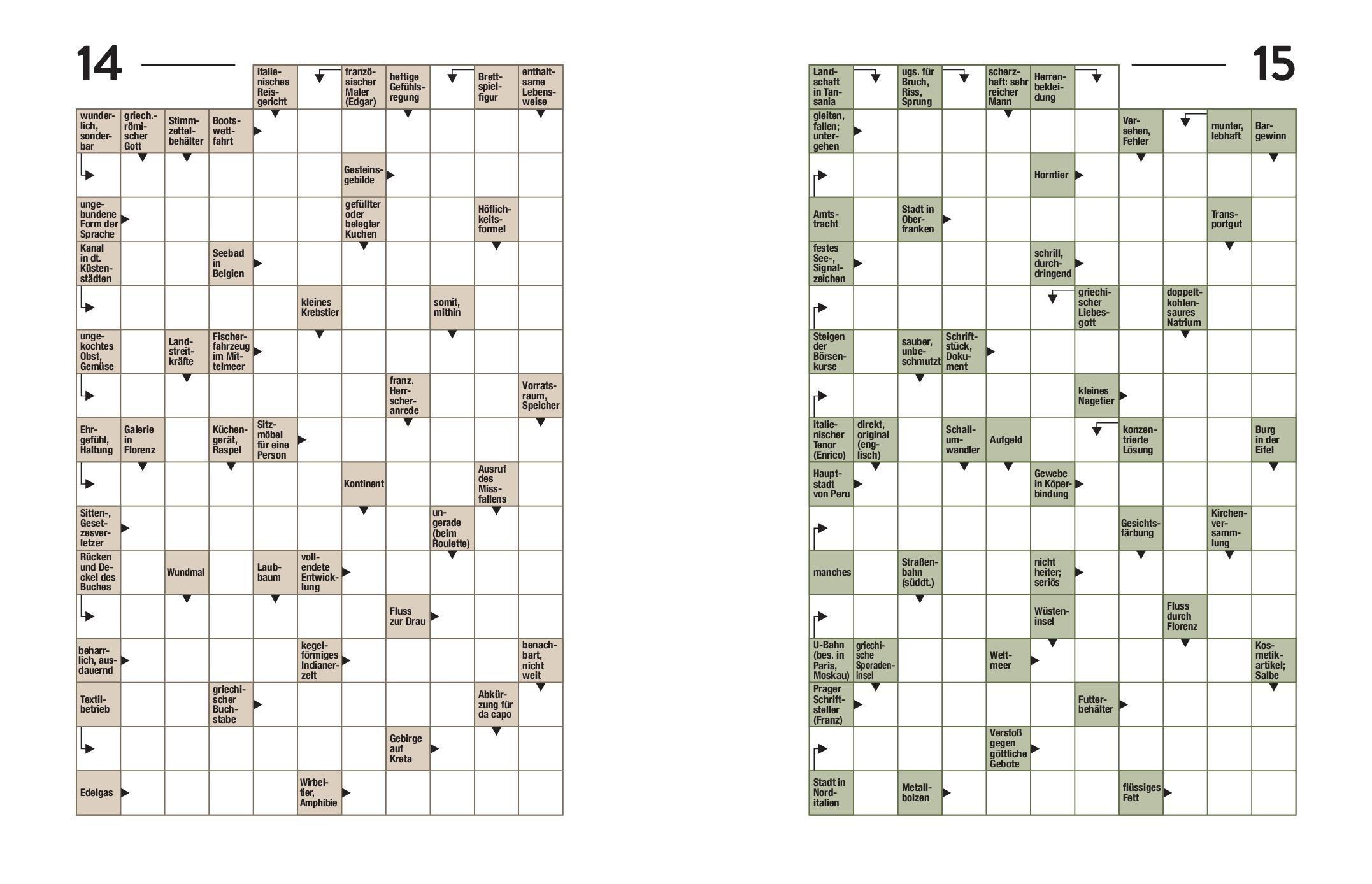 Beispielinhalt (Bild) Großdruck Kreuzworträtsel