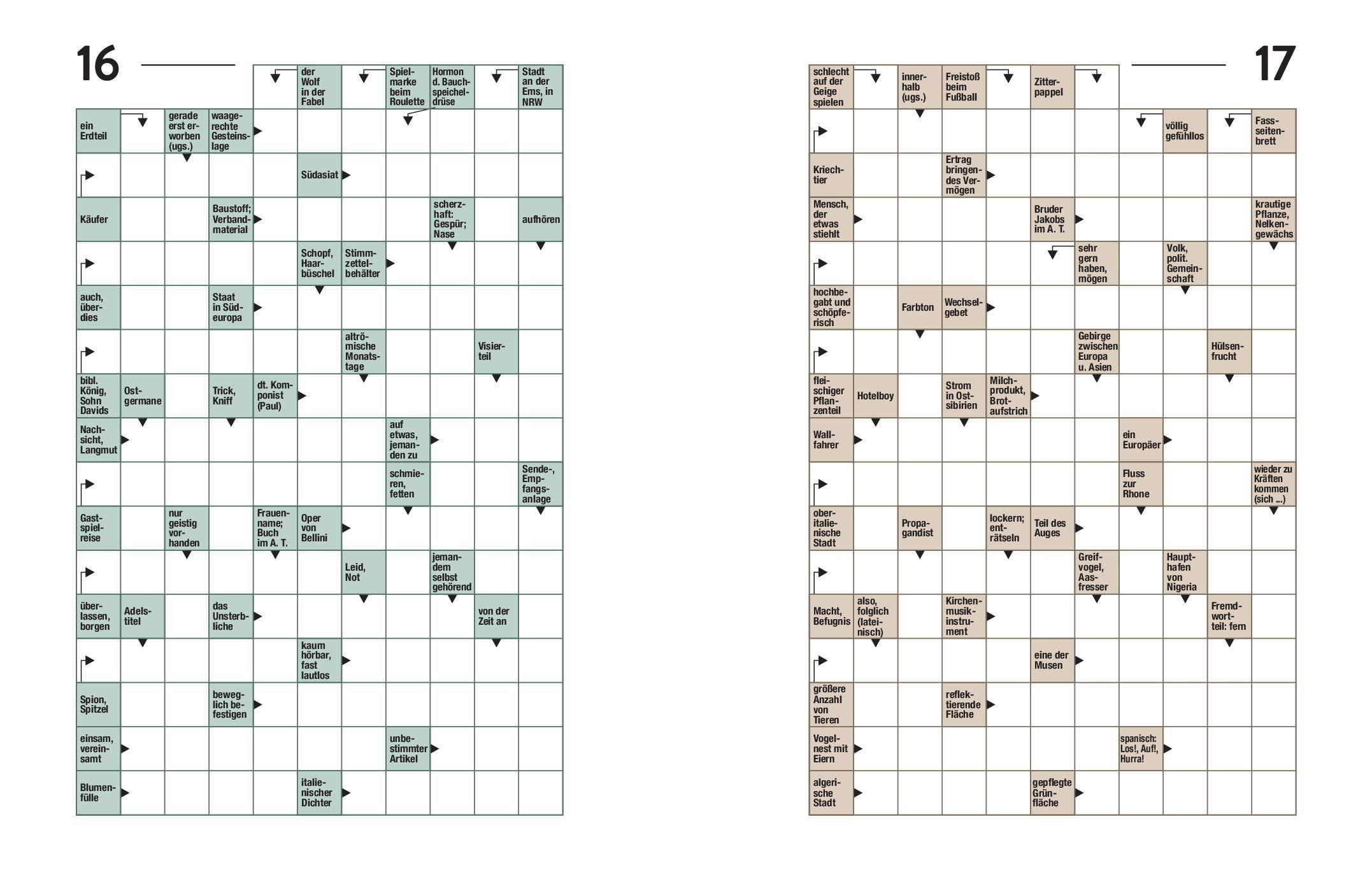 Beispielinhalt (Bild) Großdruck Kreuzworträtsel