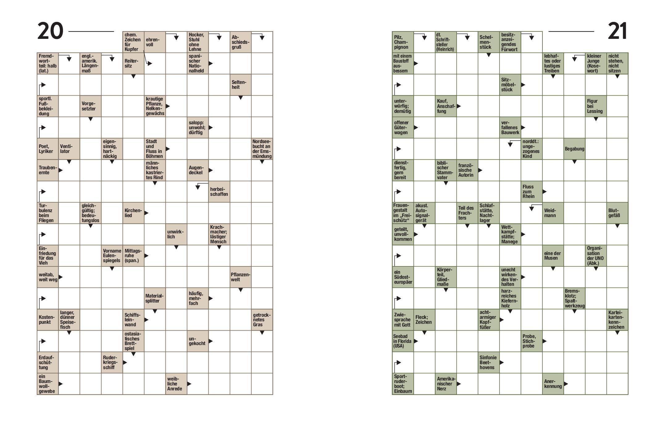 Beispielinhalt (Bild) Großdruck Kreuzworträtsel