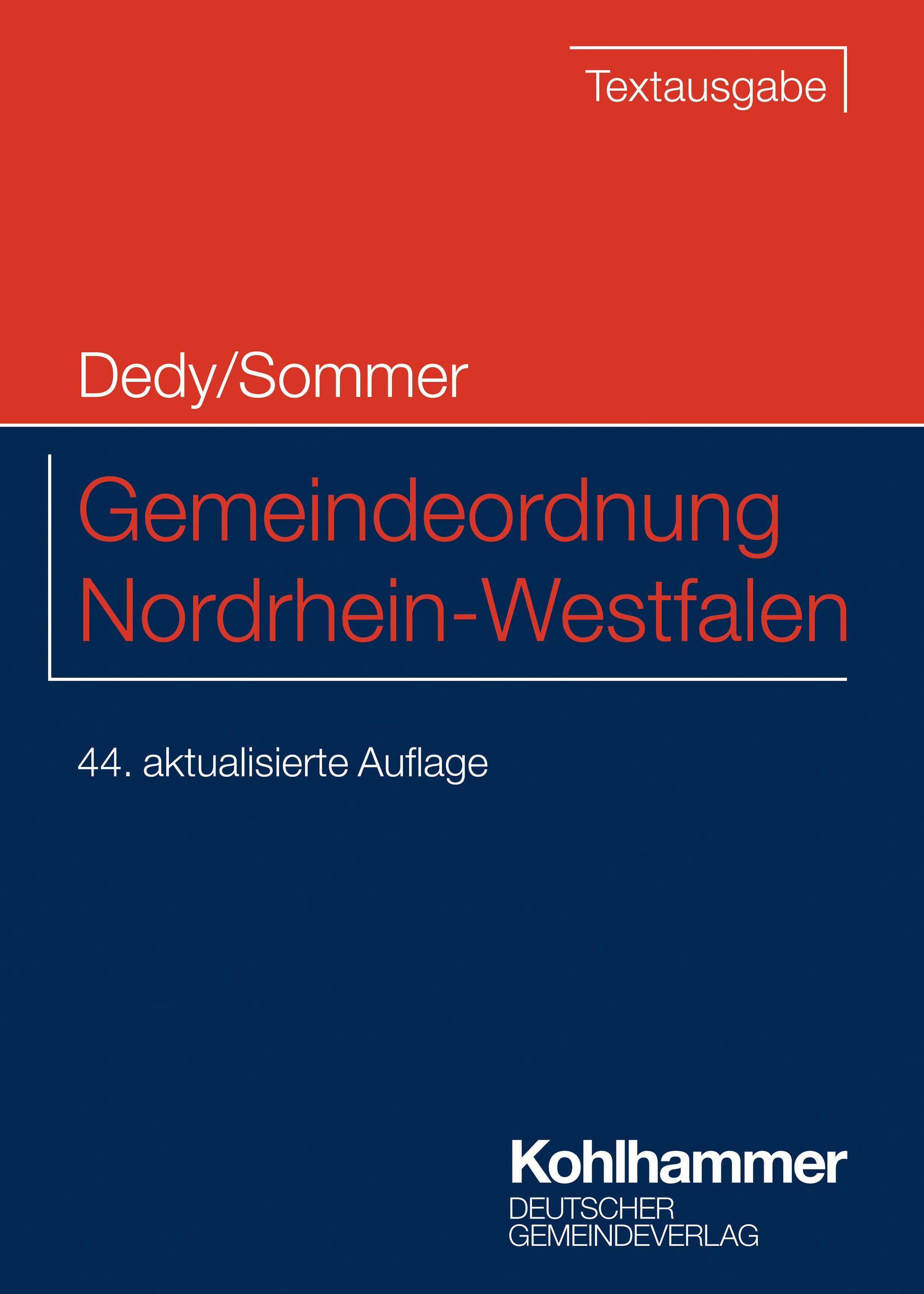 Vorderes Coverbild Gemeindeordnung Nordrhein-Westfalen