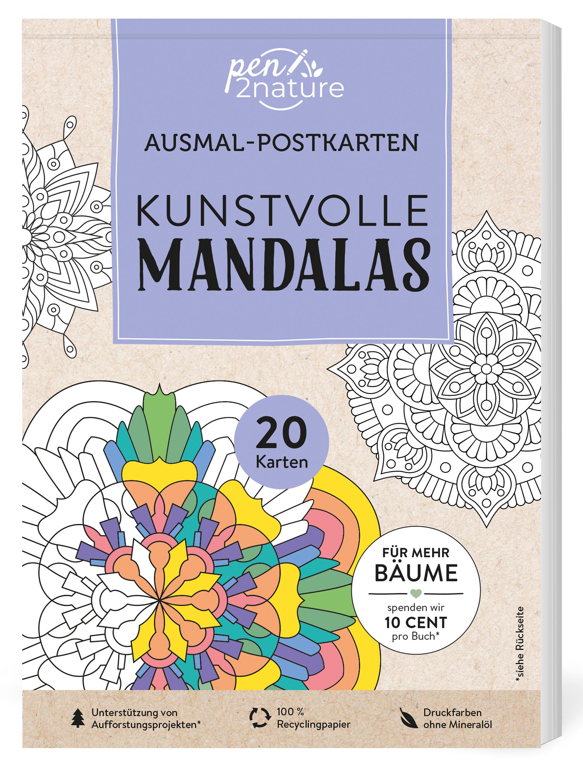 Vorderes Coverbild Ausmal-Postkarten Kunstvolle Mandalas | 20 Karten
