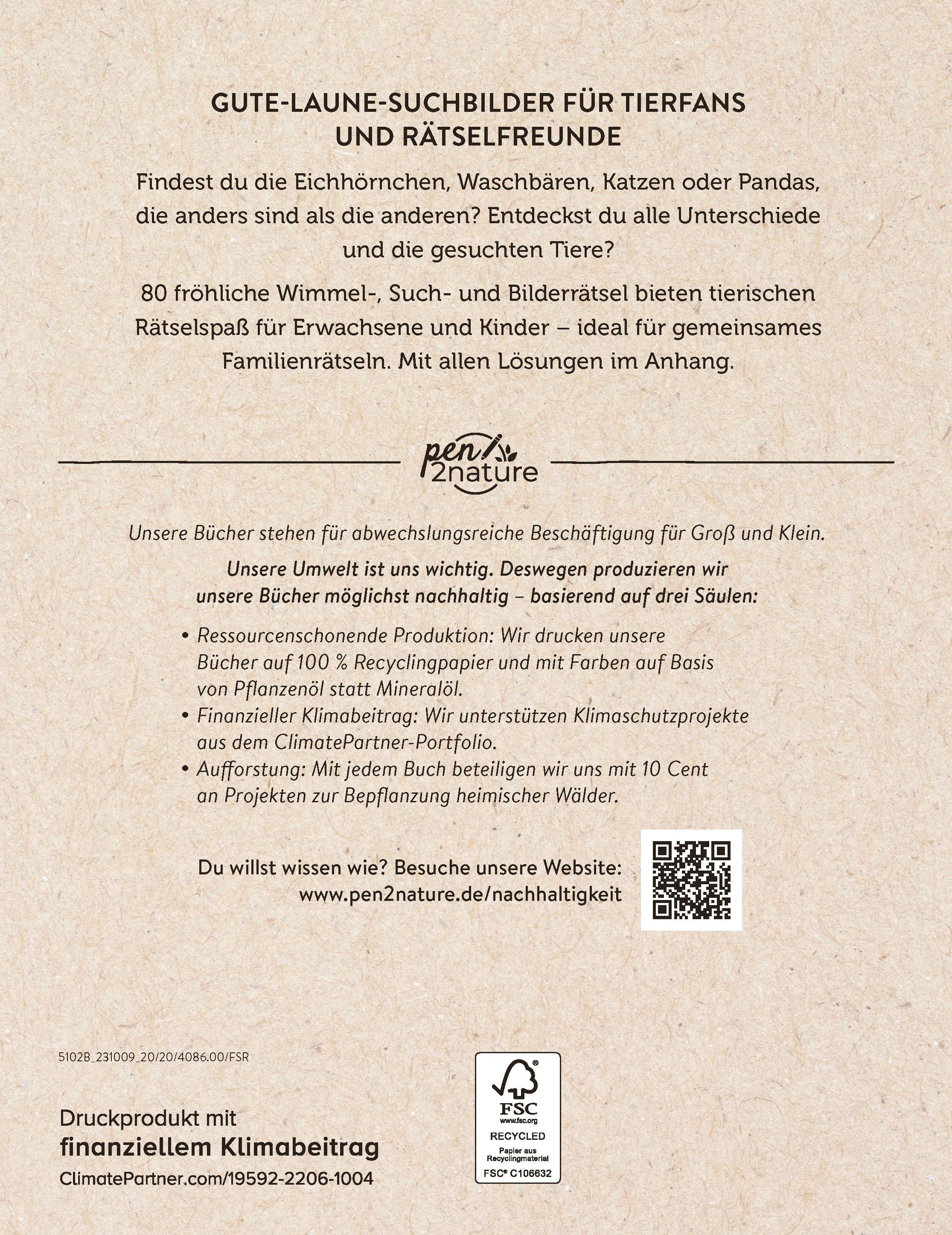 Rückseitencover Tierische Suchrätsel - Finde das, was anders ist!