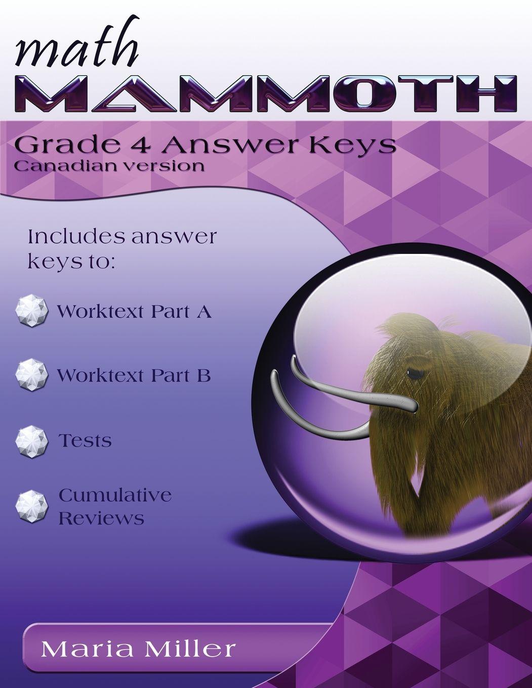 Vorderes Coverbild Math Mammoth Grade 4 Answer Keys, Canadian Version
