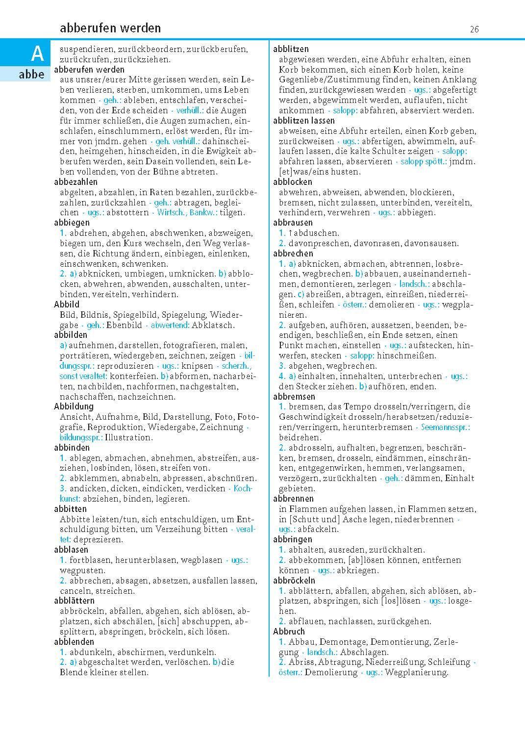 Beispielinhalt (Bild) Duden - Das Synonymwörterbuch