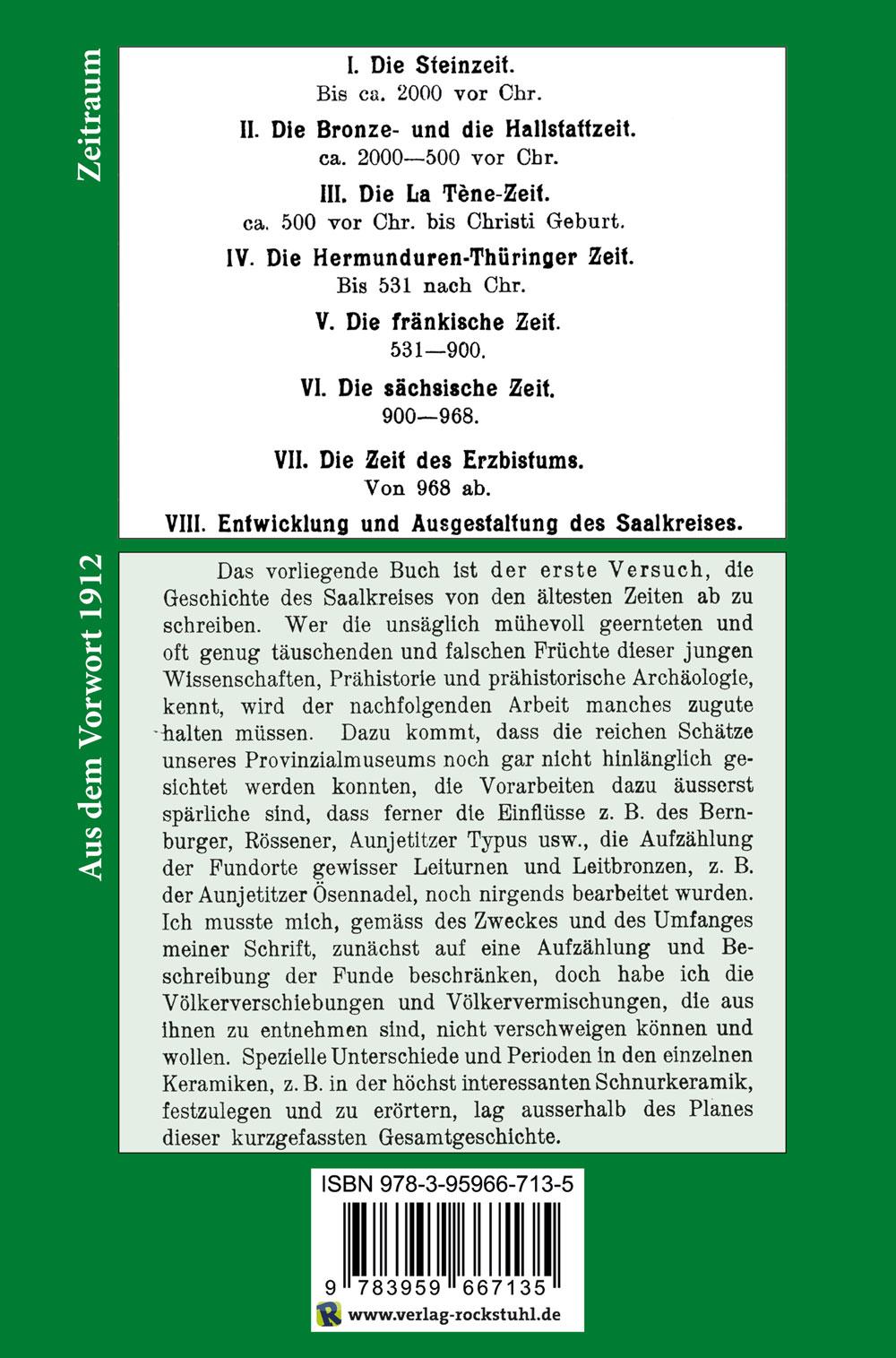 Rückseitencover Geschichte des Saalkreises von der ältesten Zeit ab
