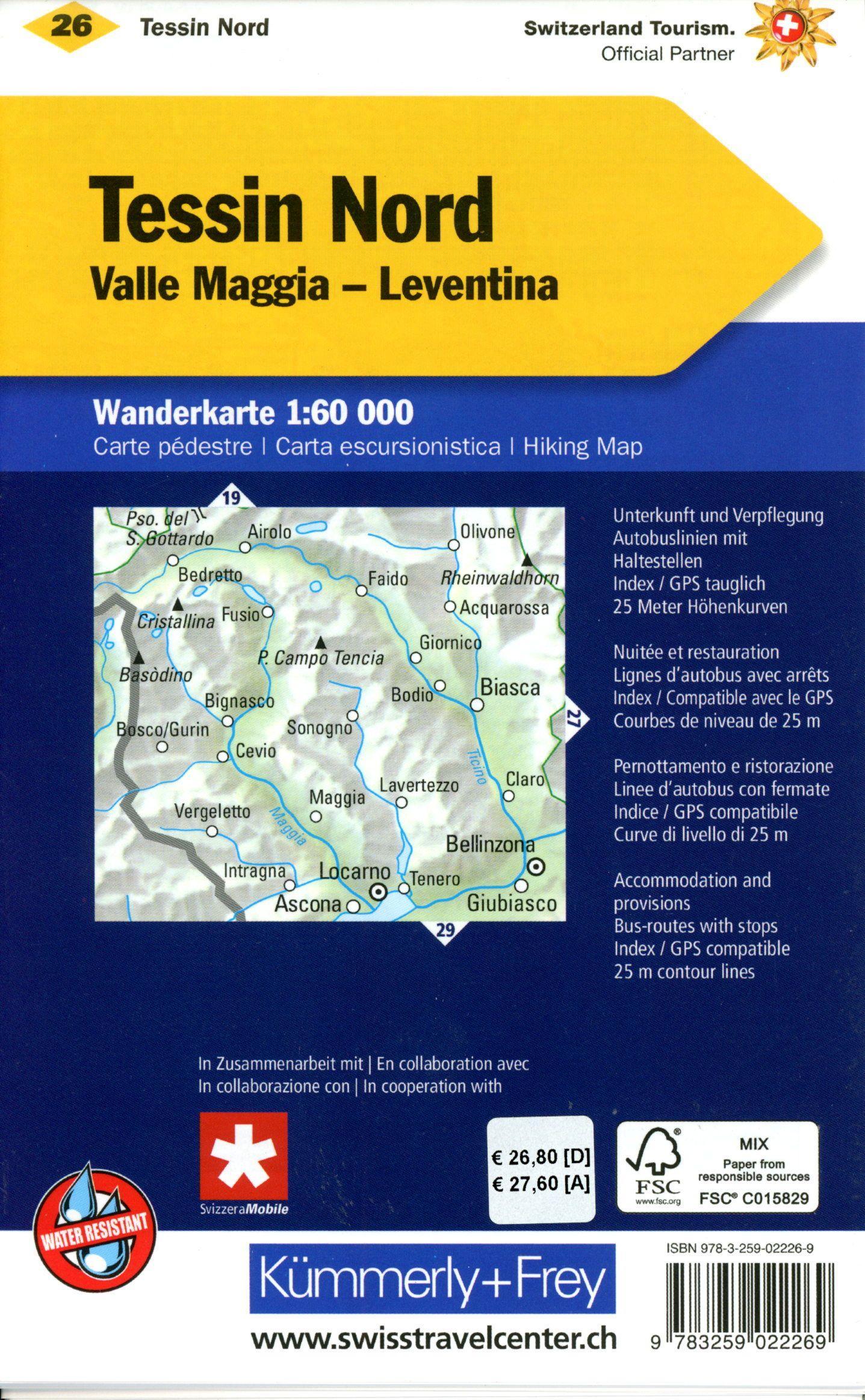 Beispielinhalt (Bild) Kümmerly+Frey Wanderkarte 26 Ticino, Sopraceneri 1:60.000