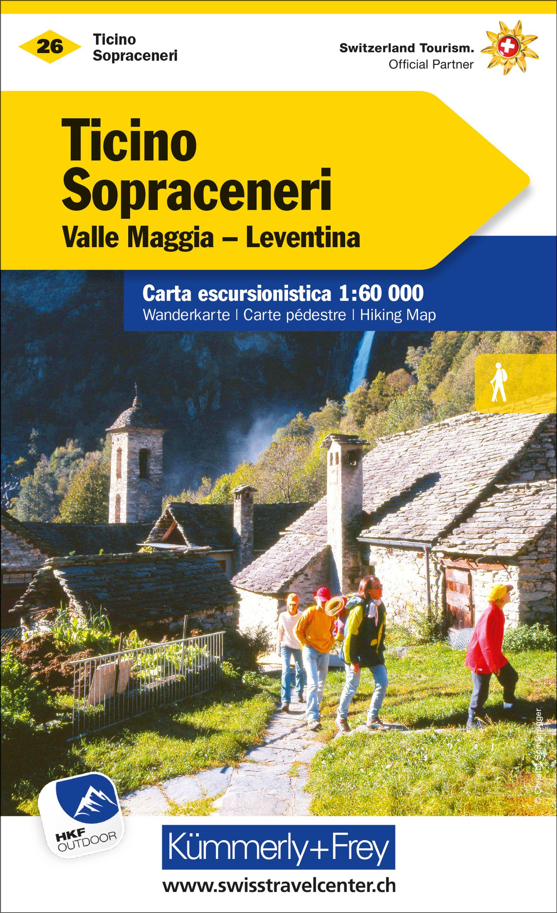 Vorderes Coverbild Kümmerly+Frey Wanderkarte 26 Ticino, Sopraceneri 1:60.000