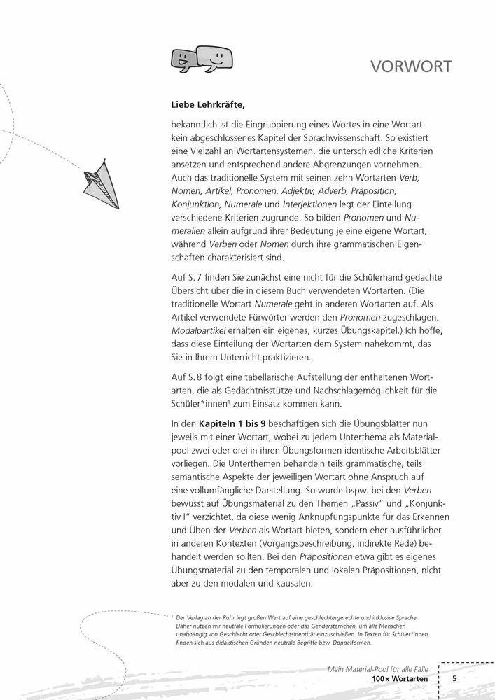 Beispielinhalt (Bild) 100 x Wortarten