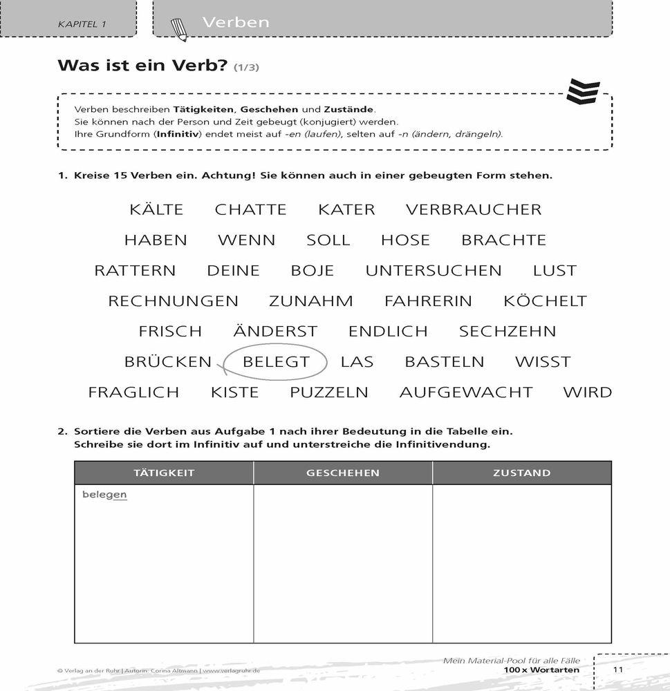 Beispielinhalt (Bild) 100 x Wortarten