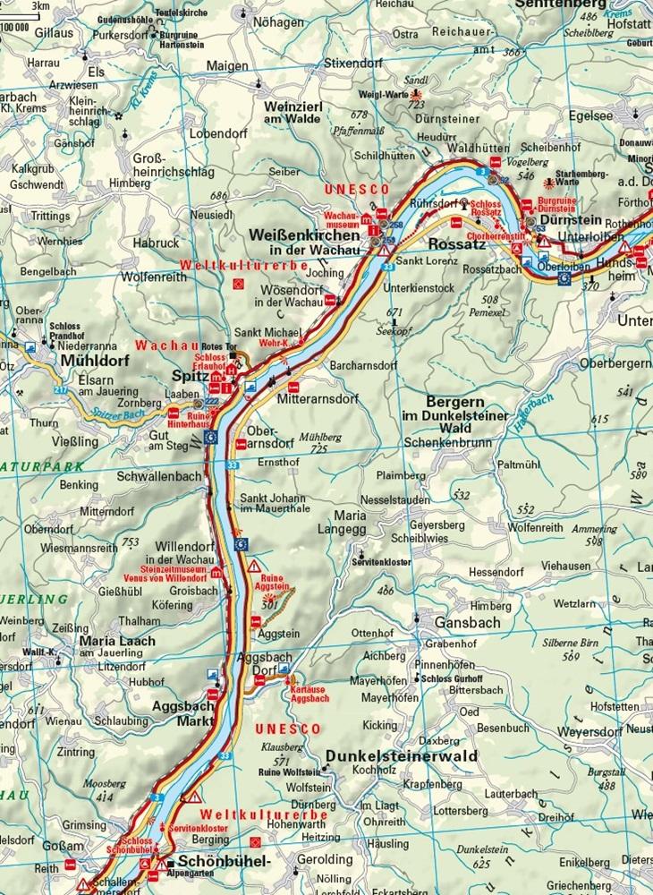Beispielinhalt (Bild) EuroVelo 6 (Basel - Budapest) 1: 100 000