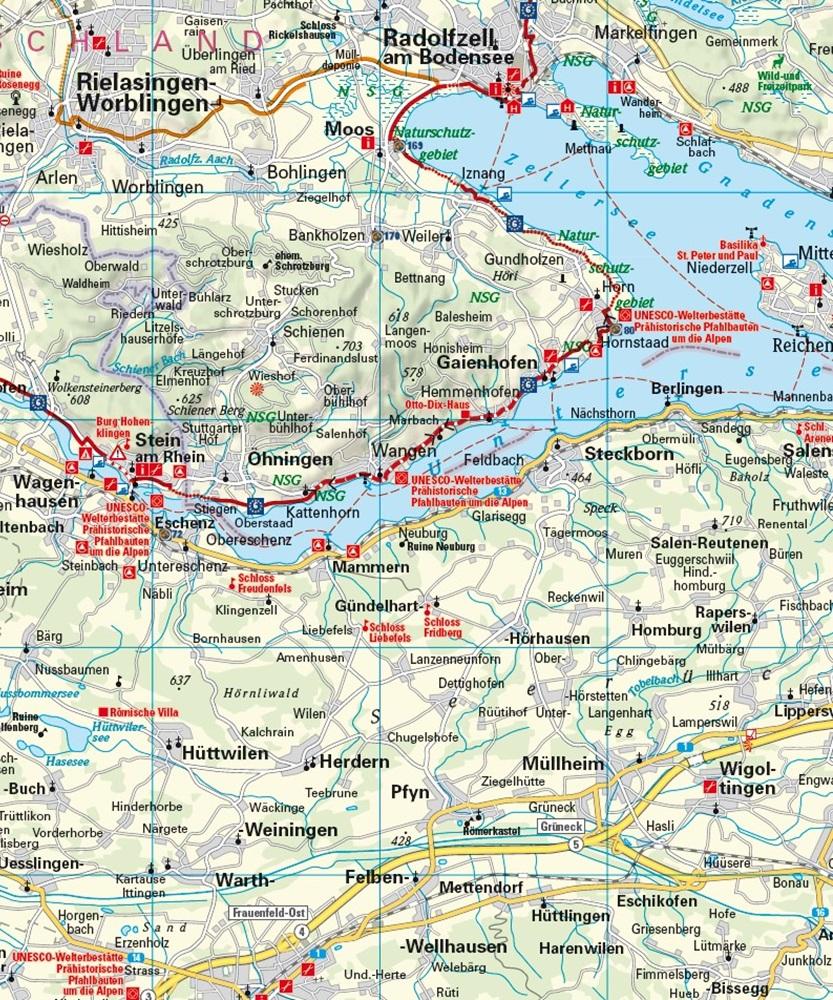 Beispielinhalt (Bild) EuroVelo 6 (Basel - Budapest) 1: 100 000