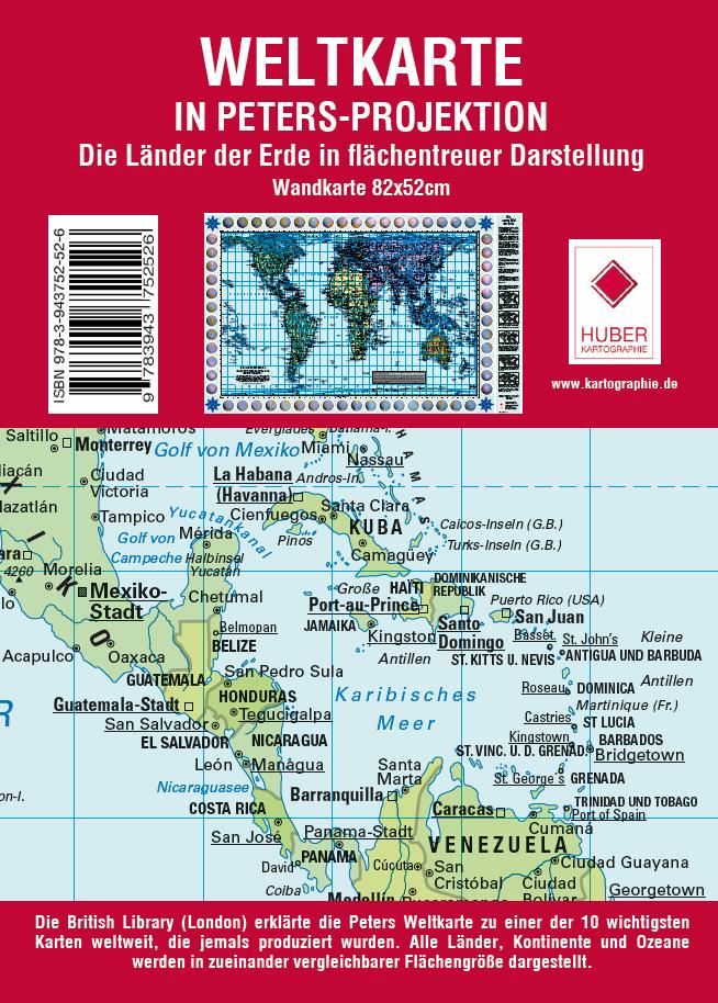 Vorderes Coverbild Poster Weltkarte Petersprojektion, deutsch (ca. 82,5 x 52,3 cm)