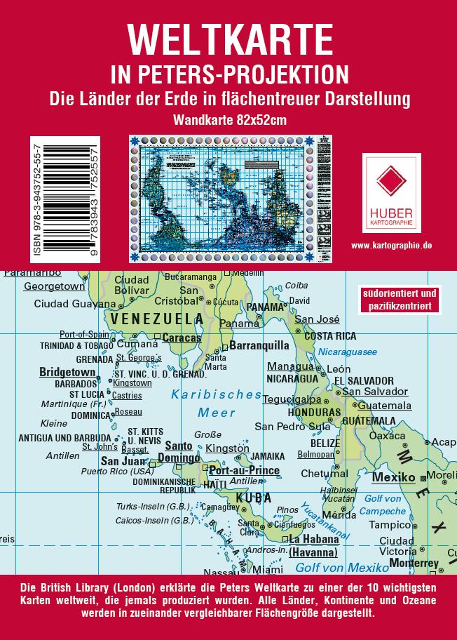 Vorderes Coverbild Poster Weltkarte Petersprojektion, Up-side down deutsch (ca. 82,5 x 52,3 cm)