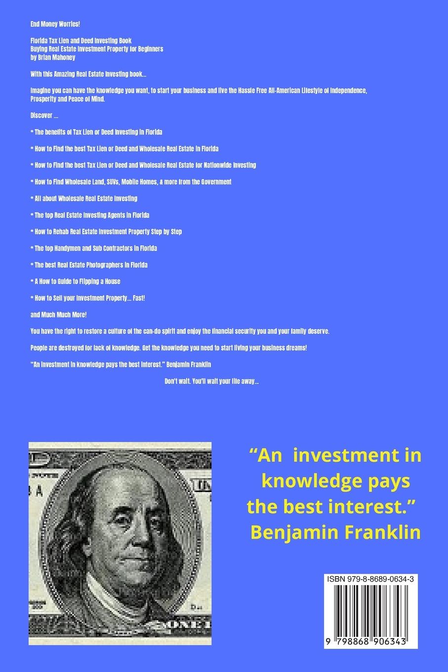 Rückseitencover Florida Tax Lien and Deed Investing Book