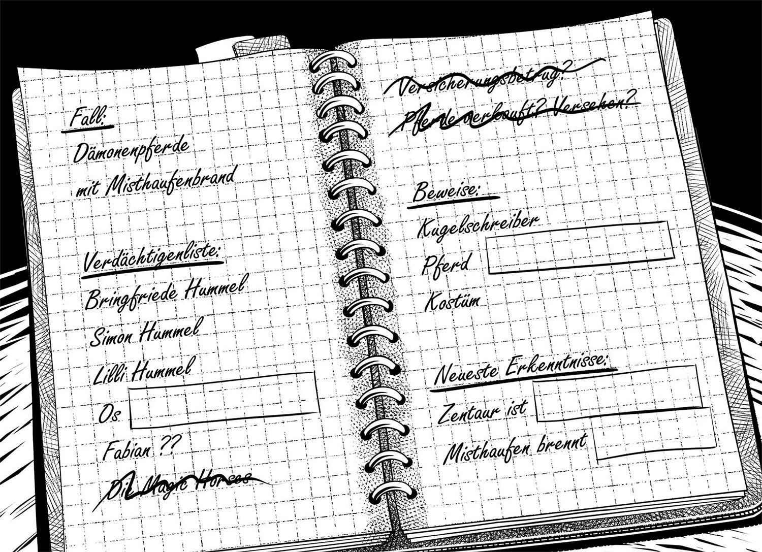 Beispielinhalt (Bild) Die drei !!!, Rätsel der schwarzen Pferde