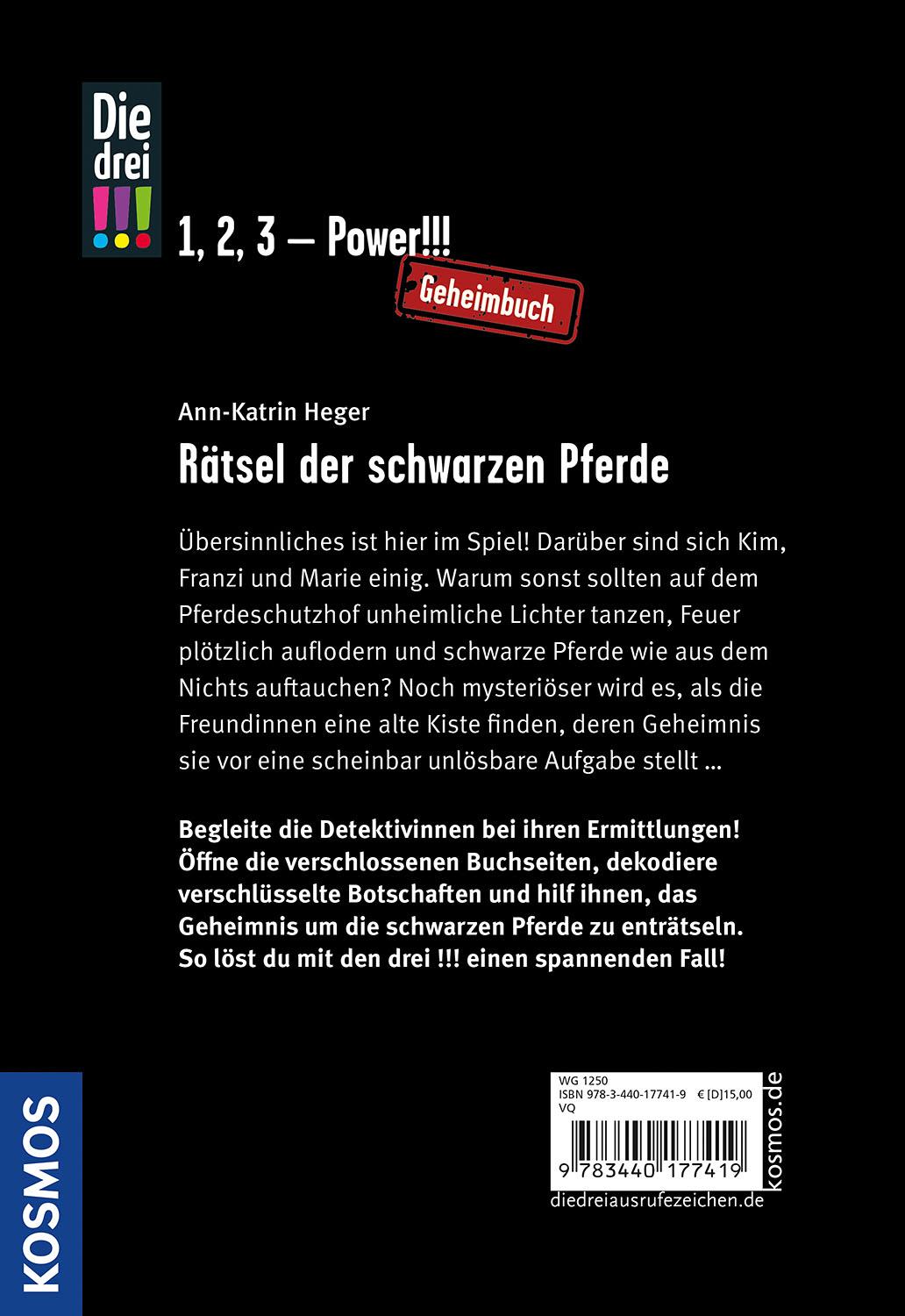Rückseitencover Die drei !!!, Rätsel der schwarzen Pferde