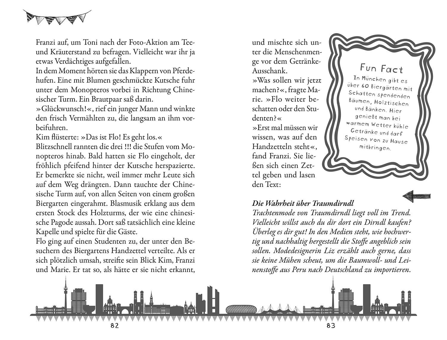 Beispielinhalt (Bild) Die drei !!!, Betrug, Brezn und ganz viel München
