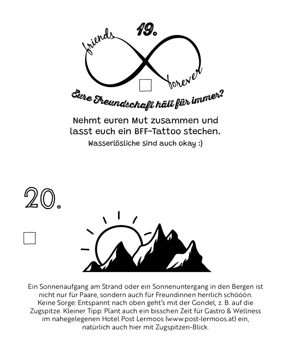 Beispielinhalt (Bild) Die Bucket List für Freundinnen