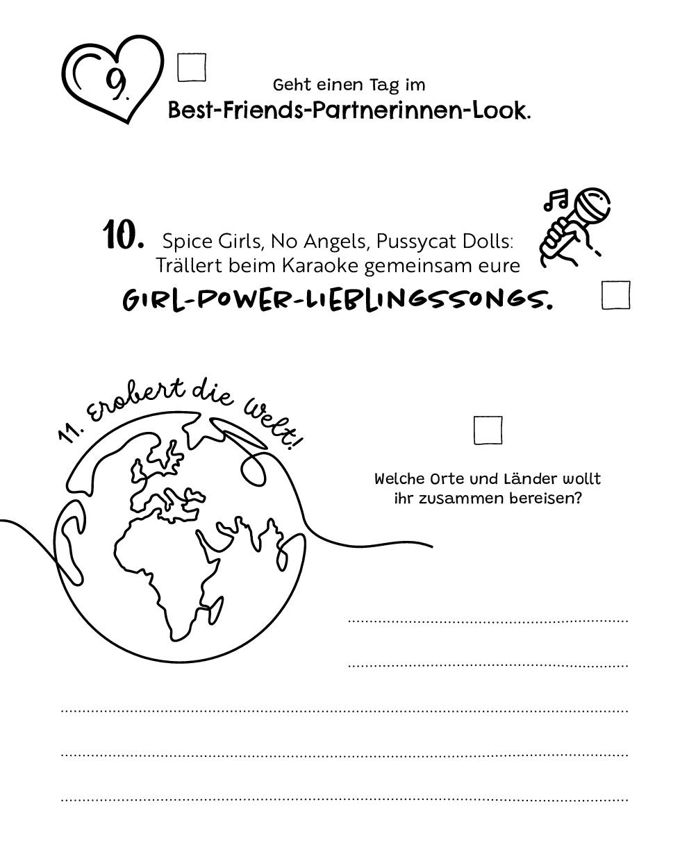 Beispielinhalt (Bild) Die Bucket List für Freundinnen