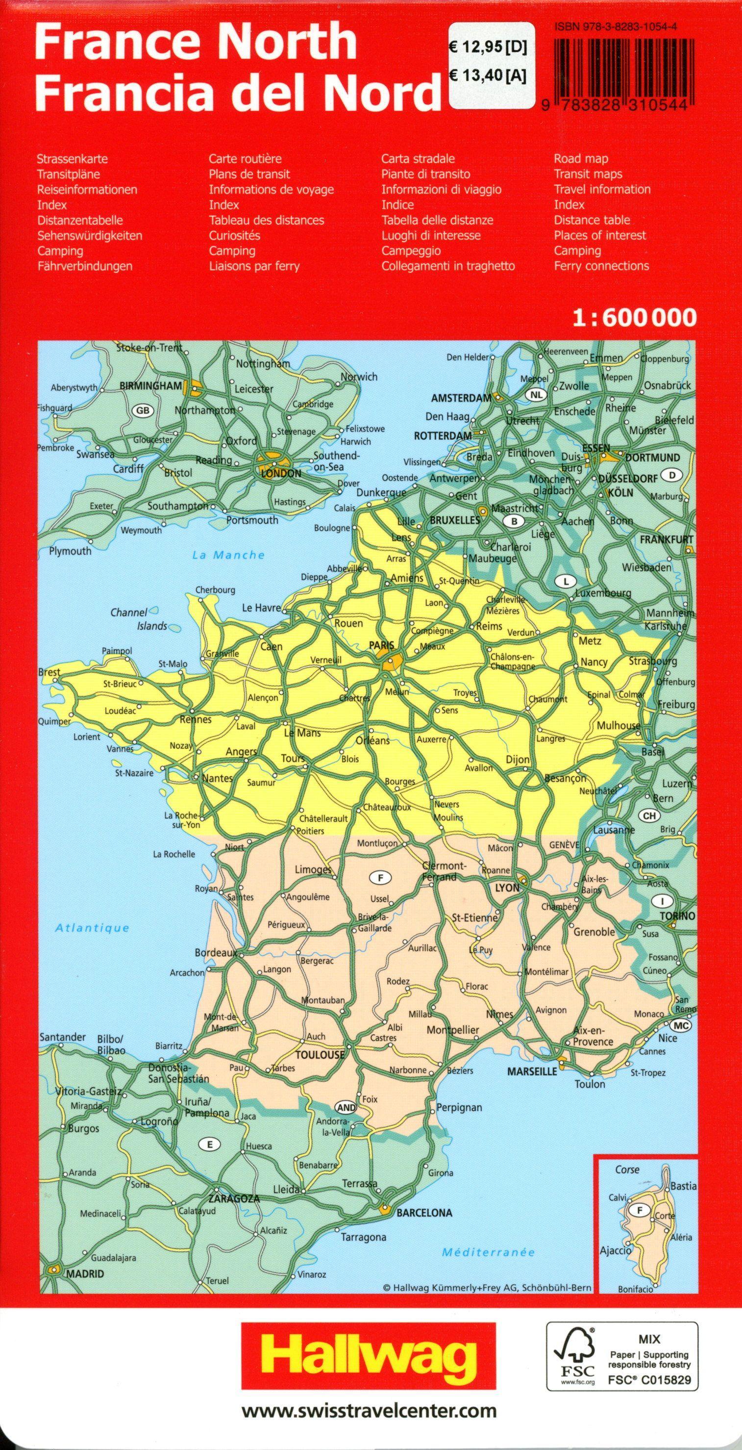 Beispielinhalt (Bild) Hallwag Strassenkarte Frankreich Nord 1:600.000