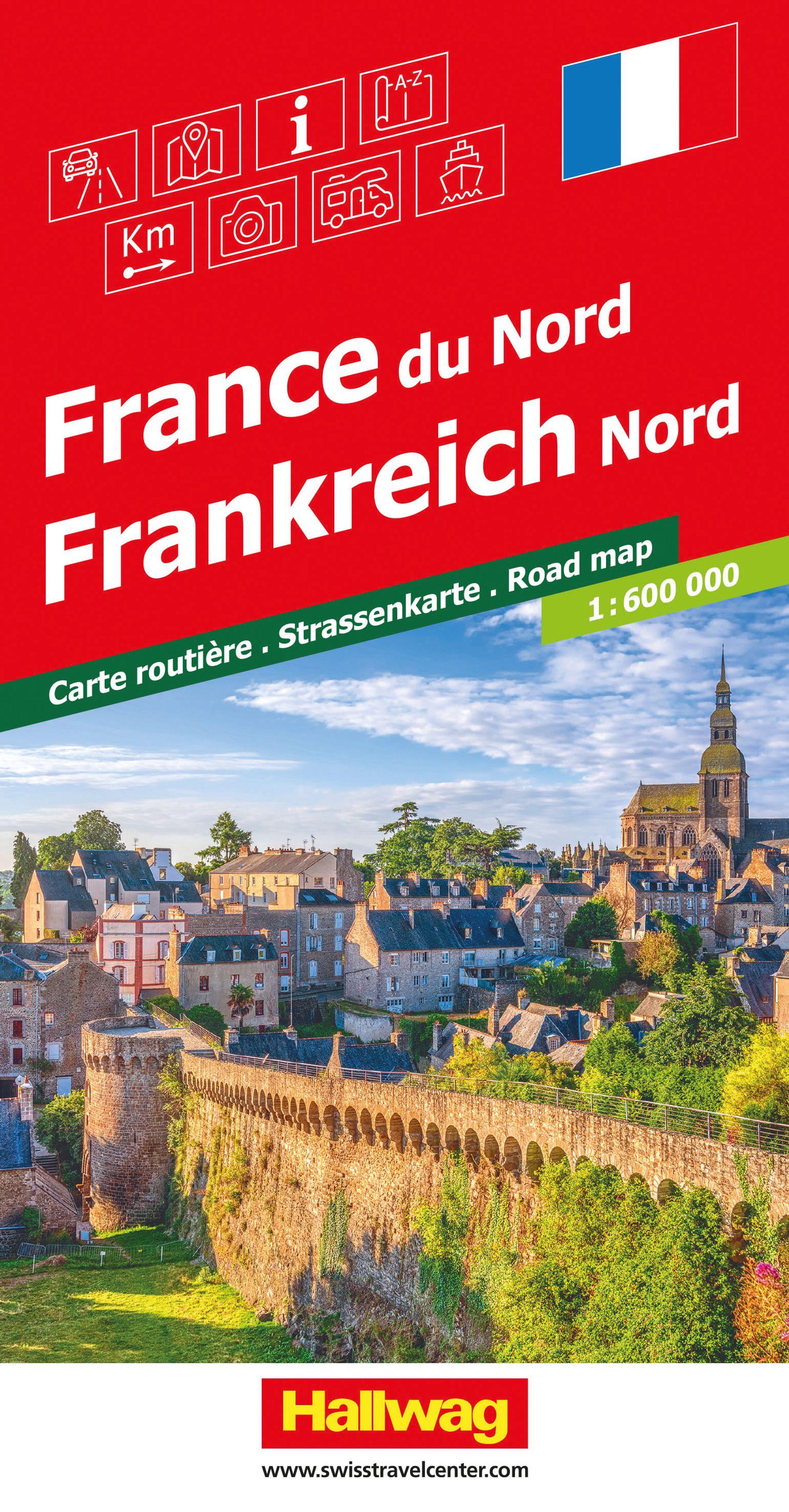 Vorderes Coverbild Hallwag Strassenkarte Frankreich Nord 1:600.000