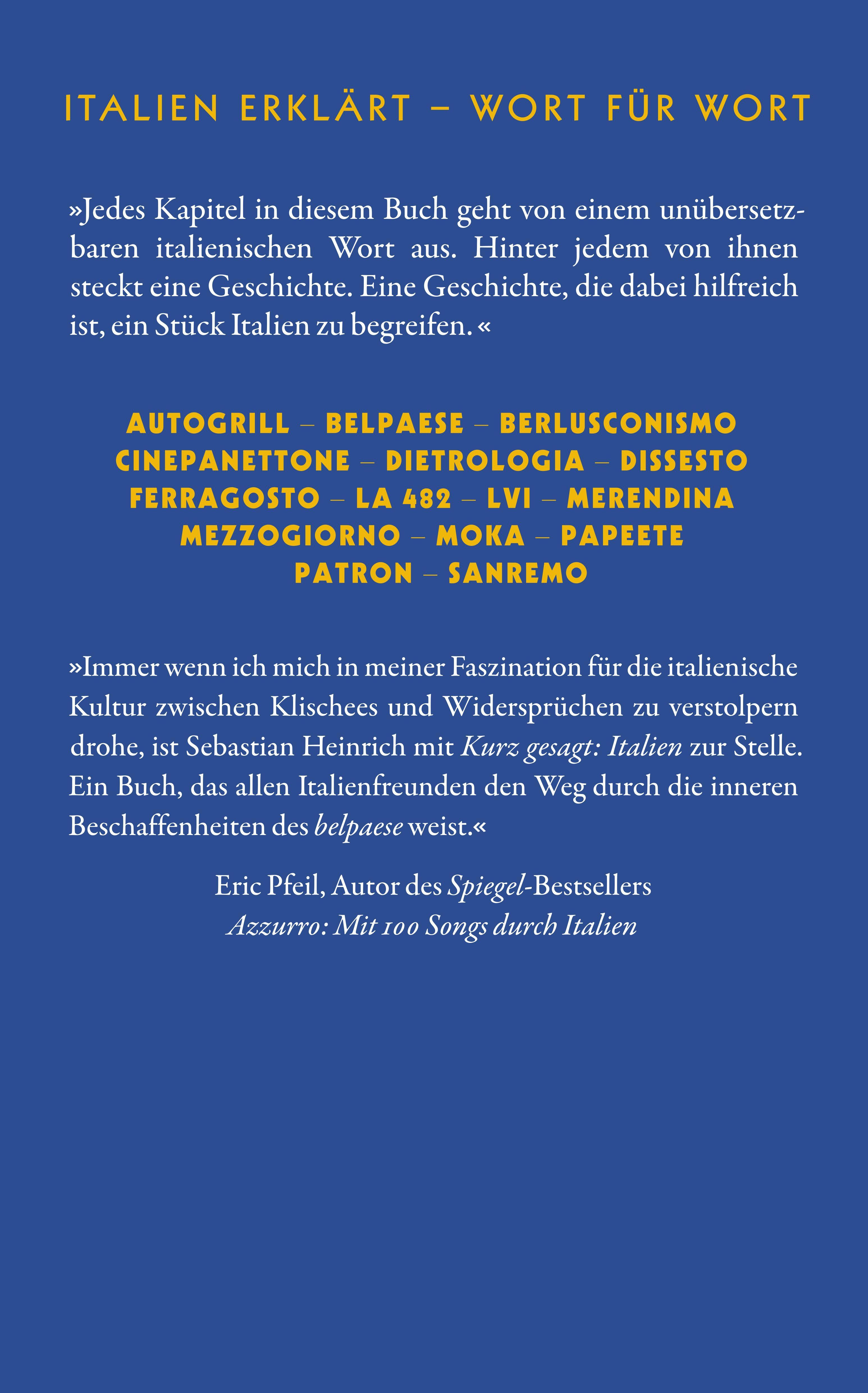 Rückseitencover Kurz gesagt: Italien