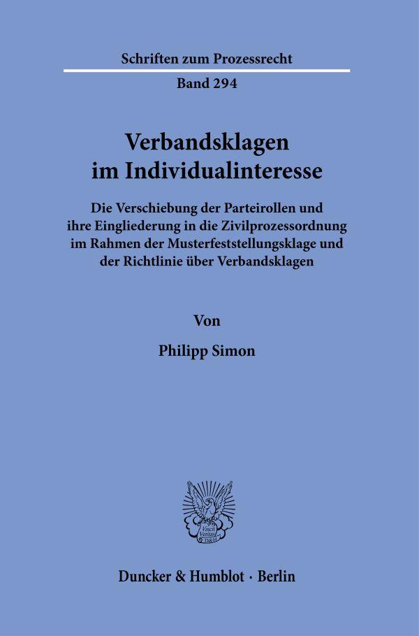 Vorderes Coverbild Verbandsklagen im Individualinteresse.