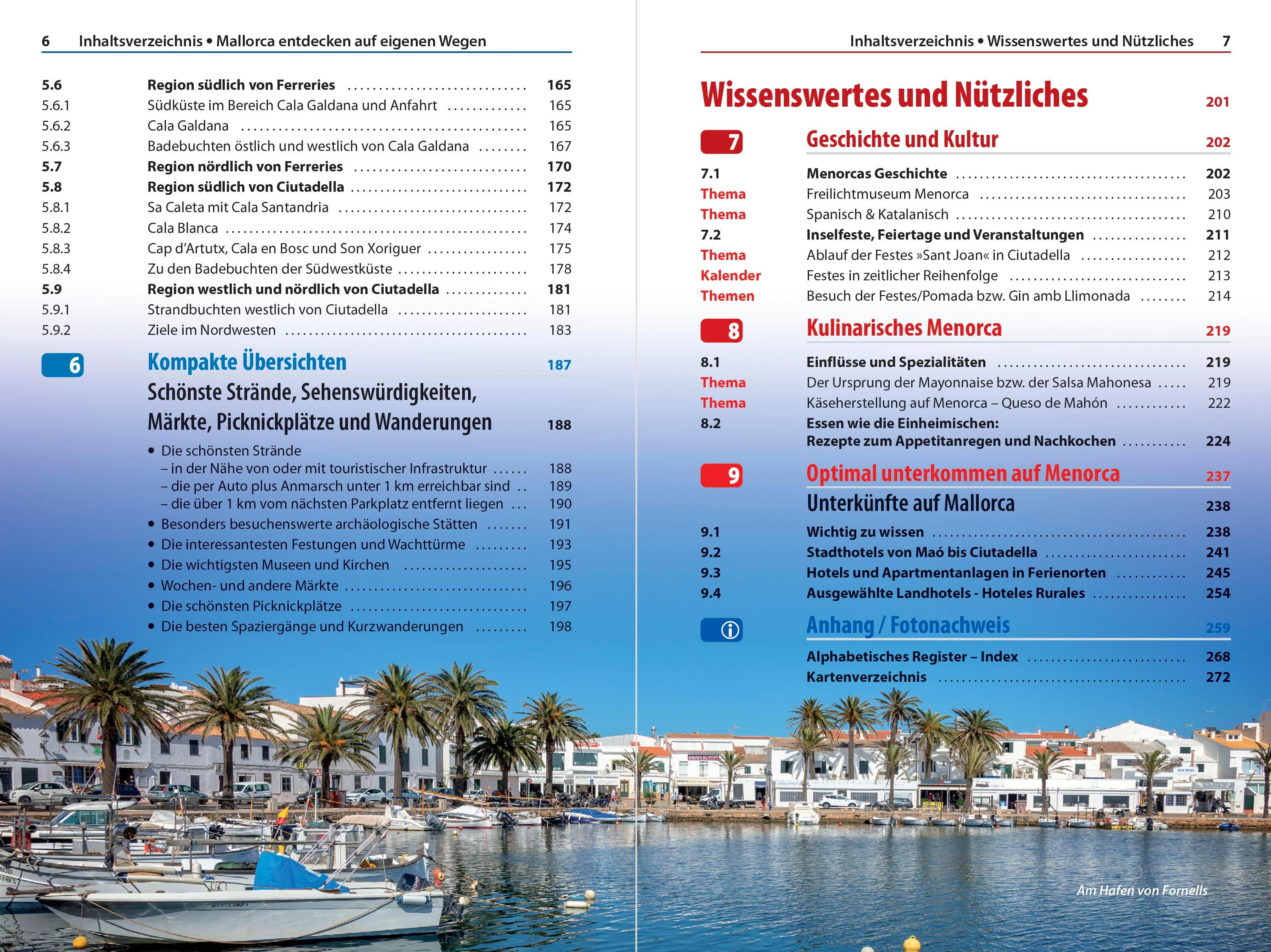Beispielinhalt (Bild) Reise Know-How Reiseführer Menorca, die andere Baleareninsel