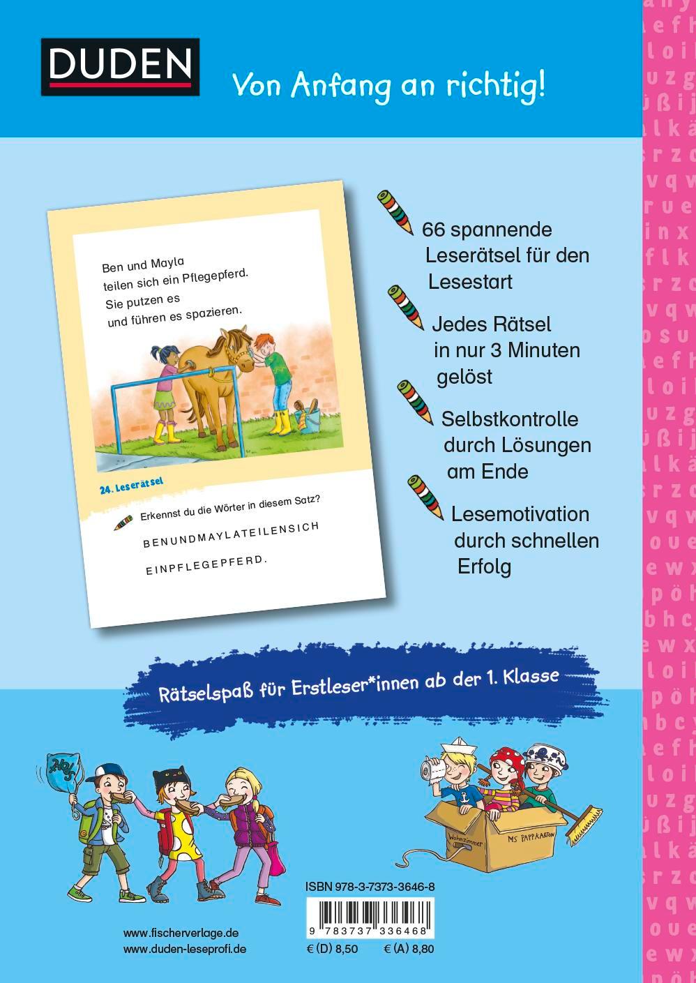 Rückseitencover Duden Leseprofi - Witzige Leserätsel zum Schulstart - Pferde und Freundschaft, 1. Klasse