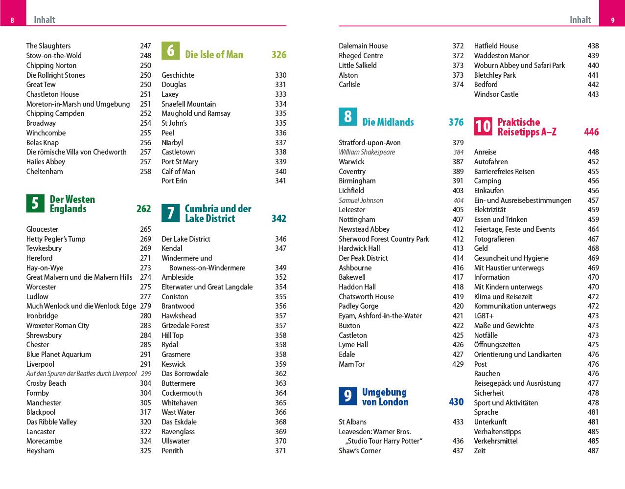 Beispielinhalt (Bild) Reise Know-How Reiseführer England - Norden und Mitte
