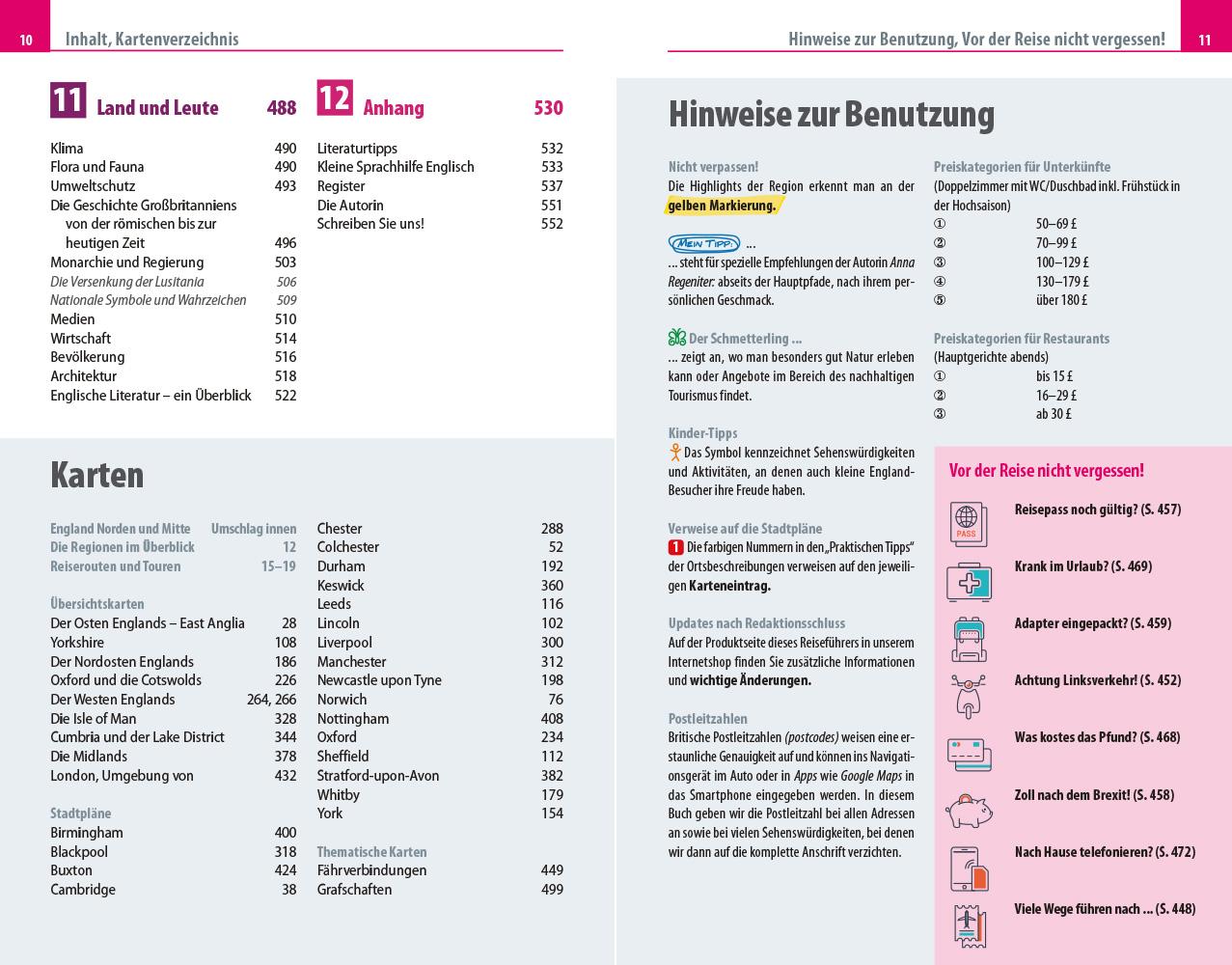 Beispielinhalt (Bild) Reise Know-How Reiseführer England - Norden und Mitte
