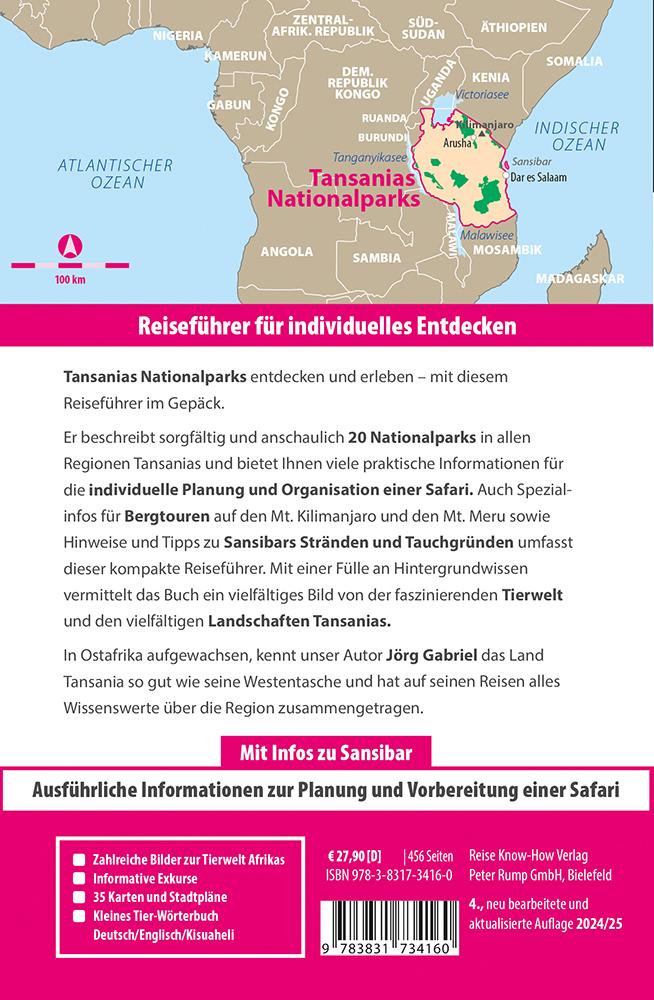 Rückseitencover Reise Know-How Reiseführer Tansanias Nationalparks, Sansibar