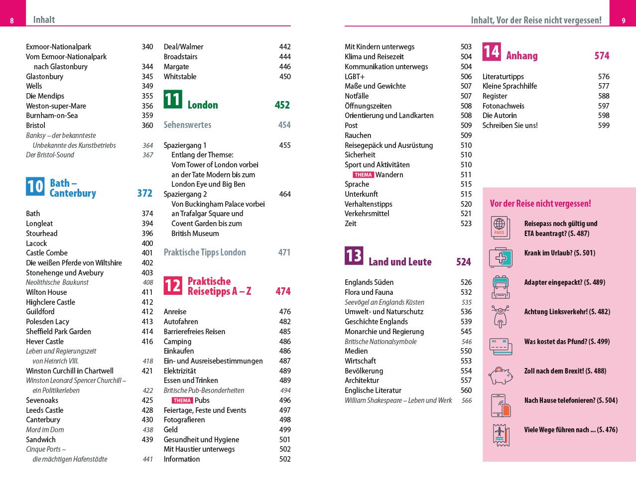 Beispielinhalt (Bild) Reise Know-How Reiseführer England - der Süden