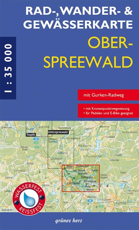 Vorderes Coverbild Rad-, Wander- und Gewässerkarte Oberspreewald