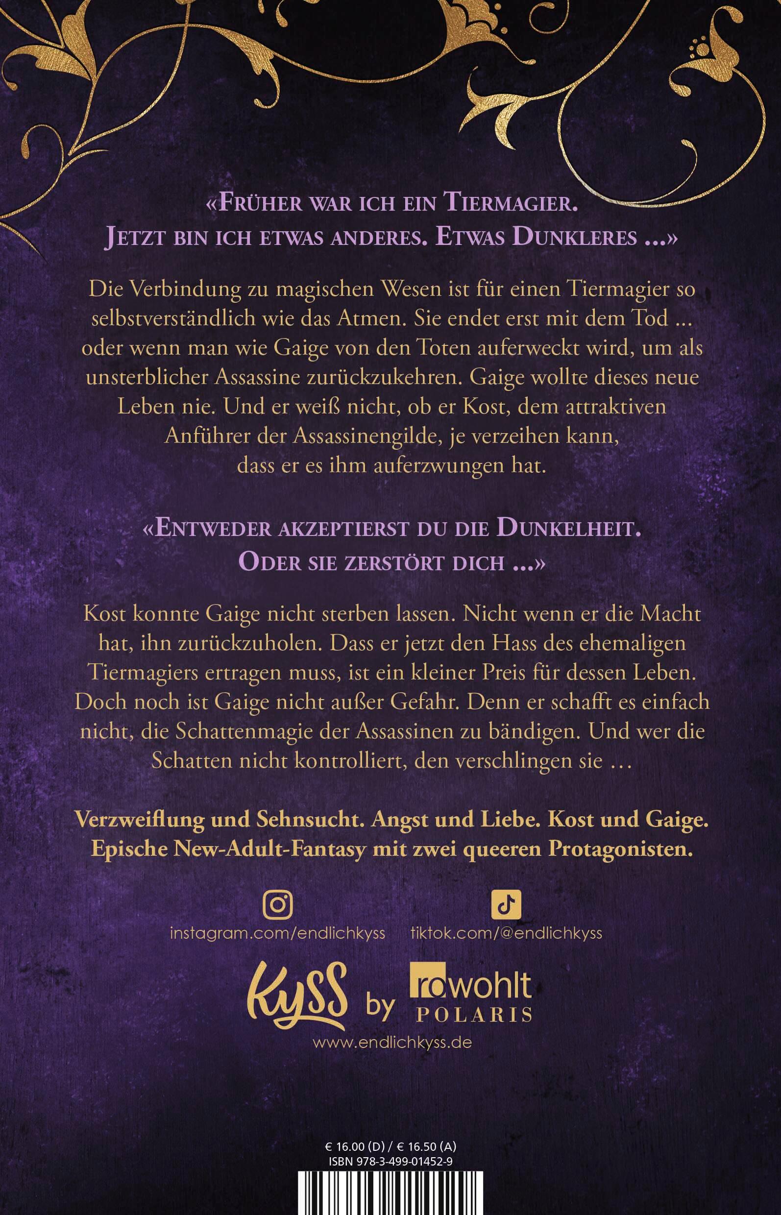 Rückseitencover Die dunklen Tiermagier - Klingen und Rosen