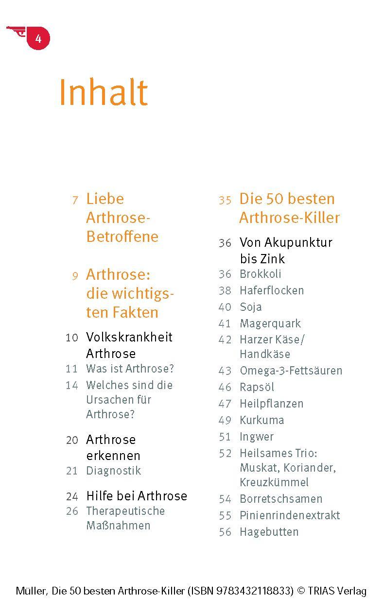 Beispielinhalt (Bild) Die 50 besten Arthrose-Killer