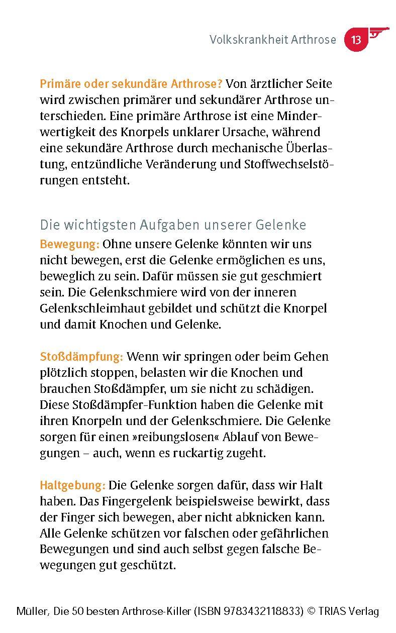 Beispielinhalt (Bild) Die 50 besten Arthrose-Killer